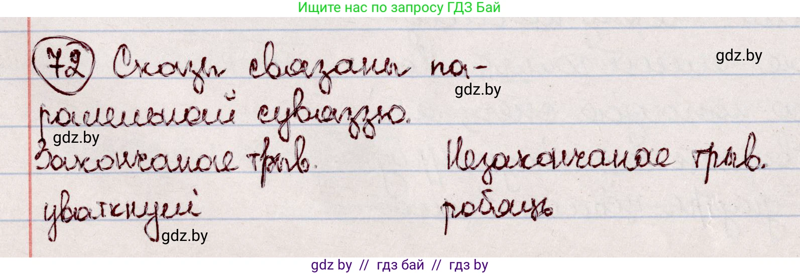 Белорусский язык (Беларуская мова), 7 класс Учебник, авторы: Валочка Ганна Міхайлаўна, Зелянко Вольга Уладзіміраўна, Язерская Святлана Анатольеўна, издательство Нацыянальны інстытут адукацыі, Минск, 2020, страница 46, номер 72, Решение
