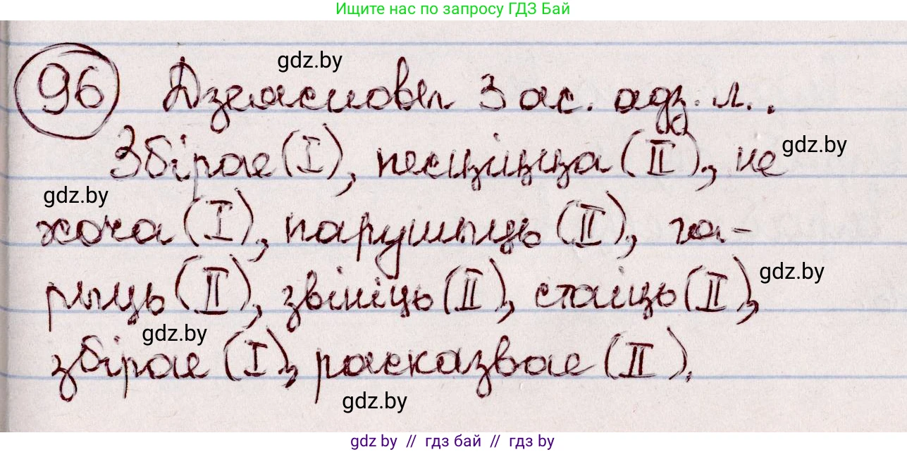Белорусский язык (Беларуская мова), 7 класс Учебник, авторы: Валочка Ганна Міхайлаўна, Зелянко Вольга Уладзіміраўна, Язерская Святлана Анатольеўна, издательство Нацыянальны інстытут адукацыі, Минск, 2020, страница 61, номер 96, Решение