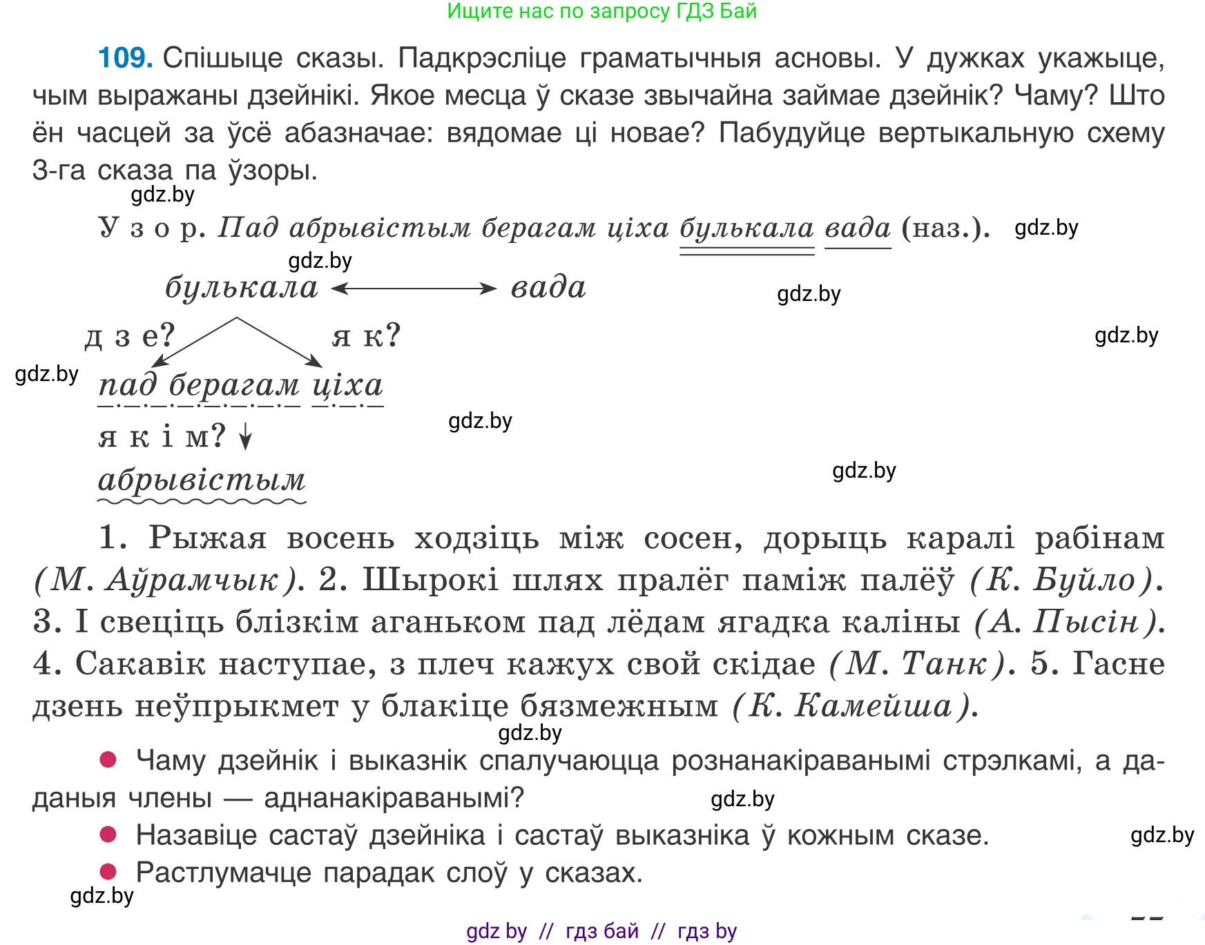 Белорусский язык (Беларуская мова), 8 класс Учебник, авторы: Бадзевіч Зінаіда Іванаўна, Саматыя Ірына Мікалаеўна, издательство Нацыянальны інстытут адукацыі, Минск, 2020, страница 77, номер 109, Условие