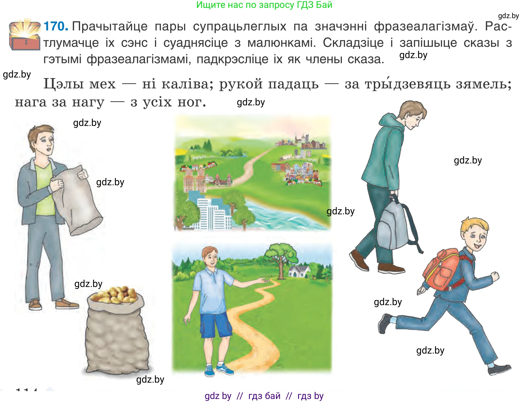 Белорусский язык (Беларуская мова), 8 класс Учебник, авторы: Бадзевіч Зінаіда Іванаўна, Саматыя Ірына Мікалаеўна, издательство Нацыянальны інстытут адукацыі, Минск, 2020, страница 114, номер 170, Условие