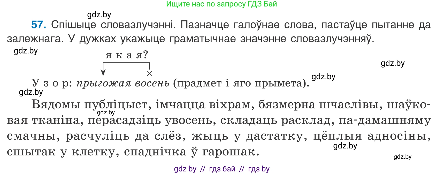 Белорусский язык (Беларуская мова), 8 класс Учебник, авторы: Бадзевіч Зінаіда Іванаўна, Саматыя Ірына Мікалаеўна, издательство Нацыянальны інстытут адукацыі, Минск, 2020, страница 47, номер 57, Условие