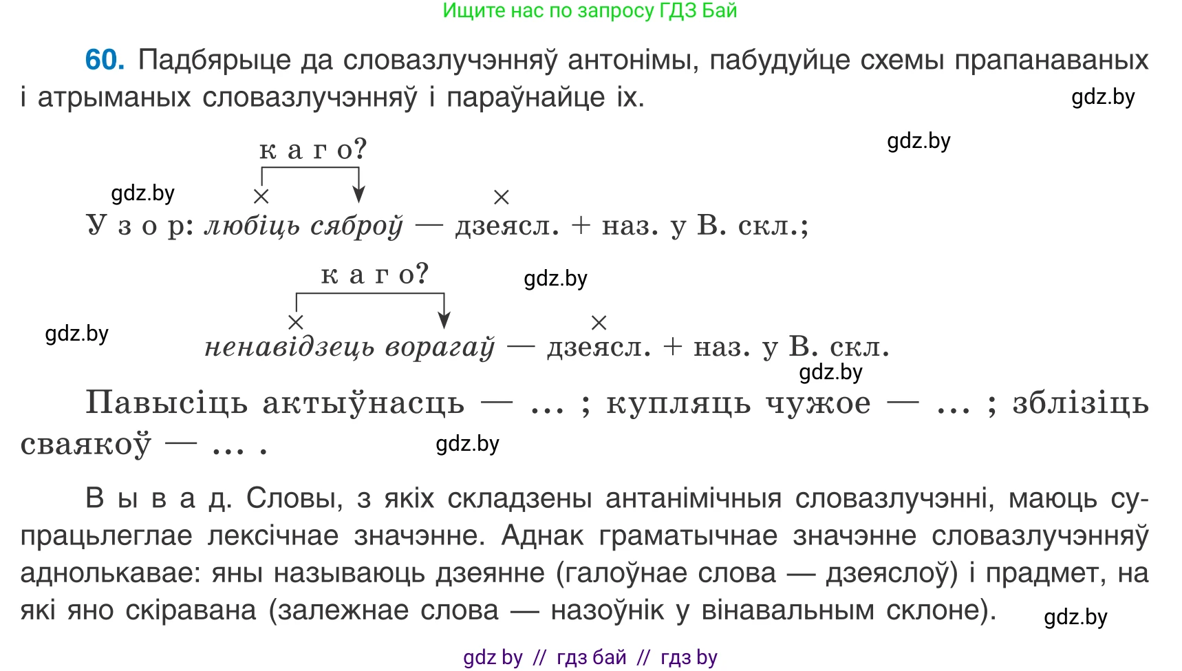 Белорусский язык (Беларуская мова), 8 класс Учебник, авторы: Бадзевіч Зінаіда Іванаўна, Саматыя Ірына Мікалаеўна, издательство Нацыянальны інстытут адукацыі, Минск, 2020, страница 48, номер 60, Условие