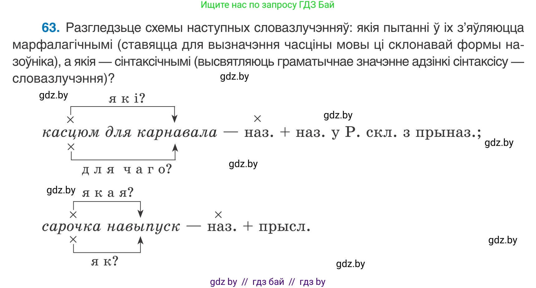 Белорусский язык (Беларуская мова), 8 класс Учебник, авторы: Бадзевіч Зінаіда Іванаўна, Саматыя Ірына Мікалаеўна, издательство Нацыянальны інстытут адукацыі, Минск, 2020, страница 49, номер 63, Условие