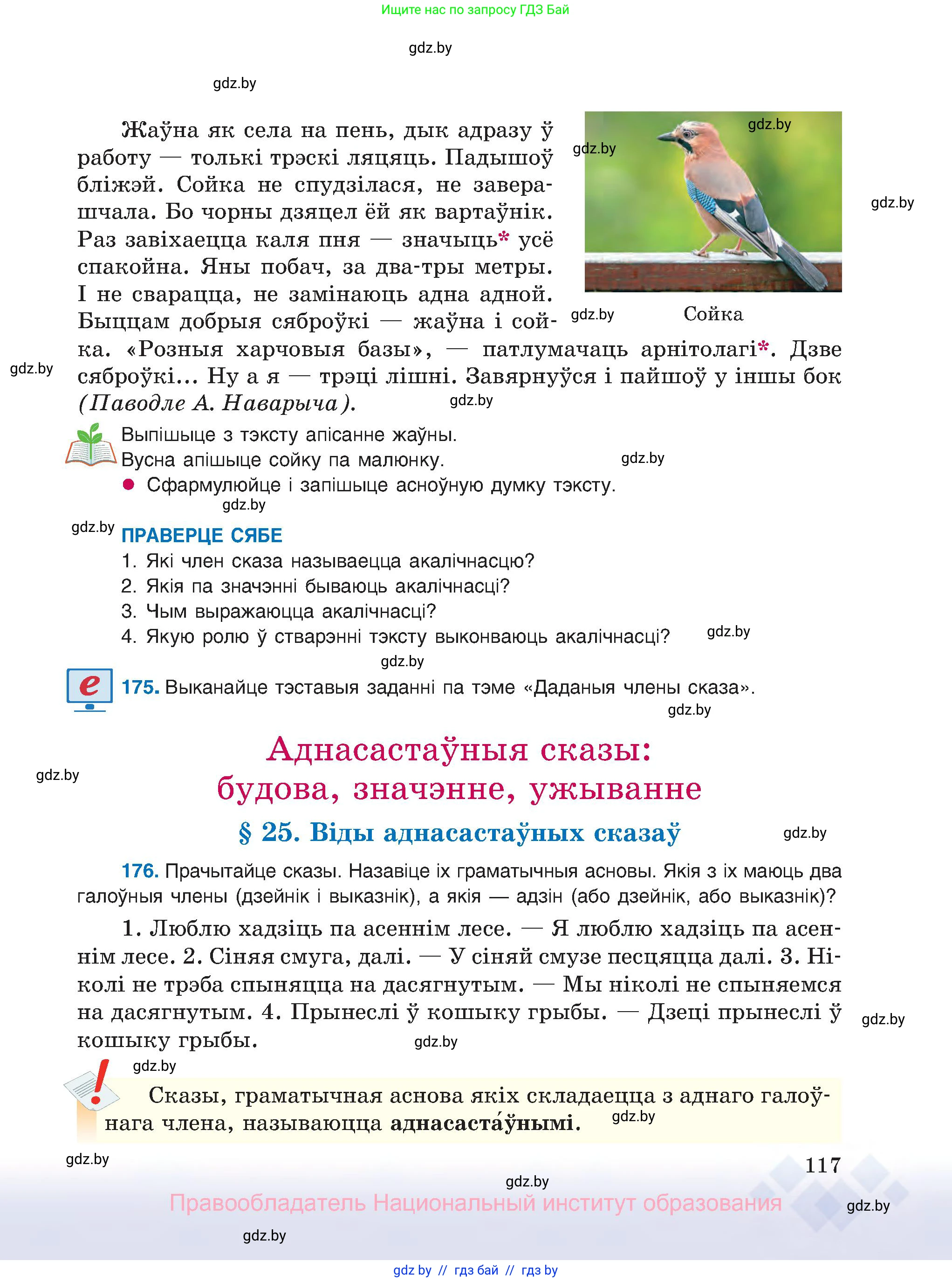 Белорусский язык (Беларуская мова), 8 класс Учебник, авторы: Бадзевіч Зінаіда Іванаўна, Саматыя Ірына Мікалаеўна, издательство Нацыянальны інстытут адукацыі, Минск, 2020, страница 117