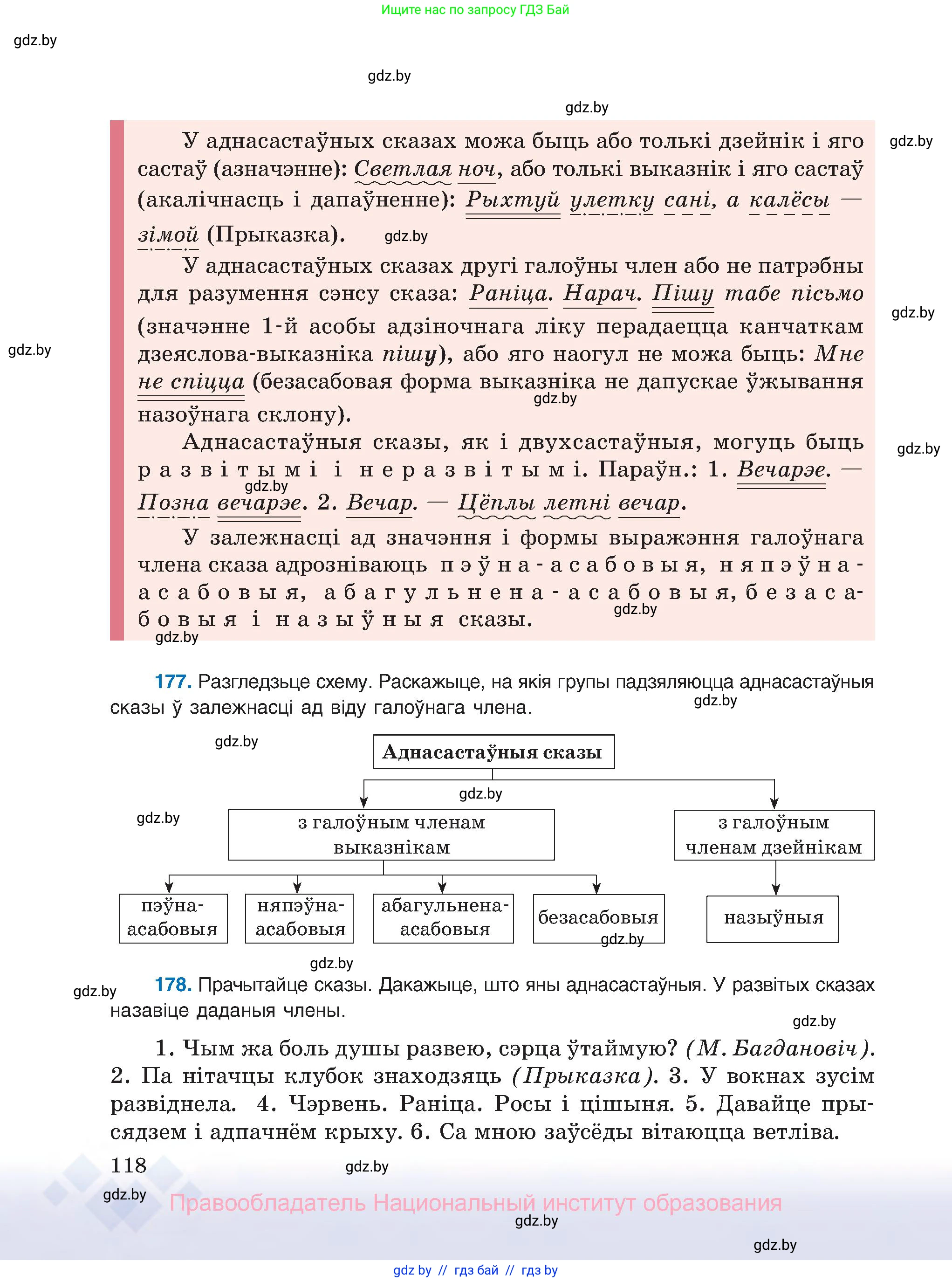 Белорусский язык (Беларуская мова), 8 класс Учебник, авторы: Бадзевіч Зінаіда Іванаўна, Саматыя Ірына Мікалаеўна, издательство Нацыянальны інстытут адукацыі, Минск, 2020, страница 118