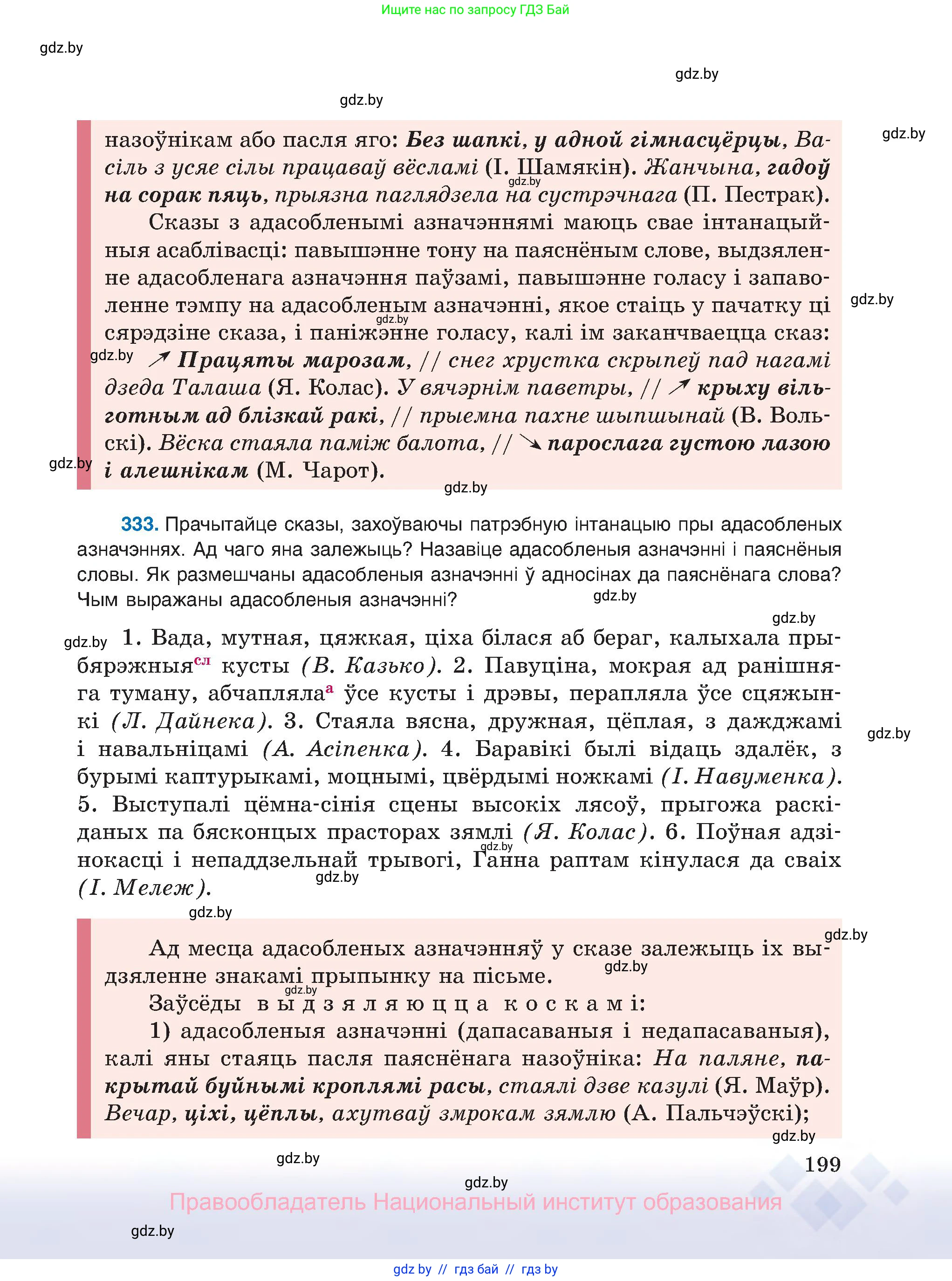 Белорусский язык (Беларуская мова), 8 класс Учебник, авторы: Бадзевіч Зінаіда Іванаўна, Саматыя Ірына Мікалаеўна, издательство Нацыянальны інстытут адукацыі, Минск, 2020, страница 199