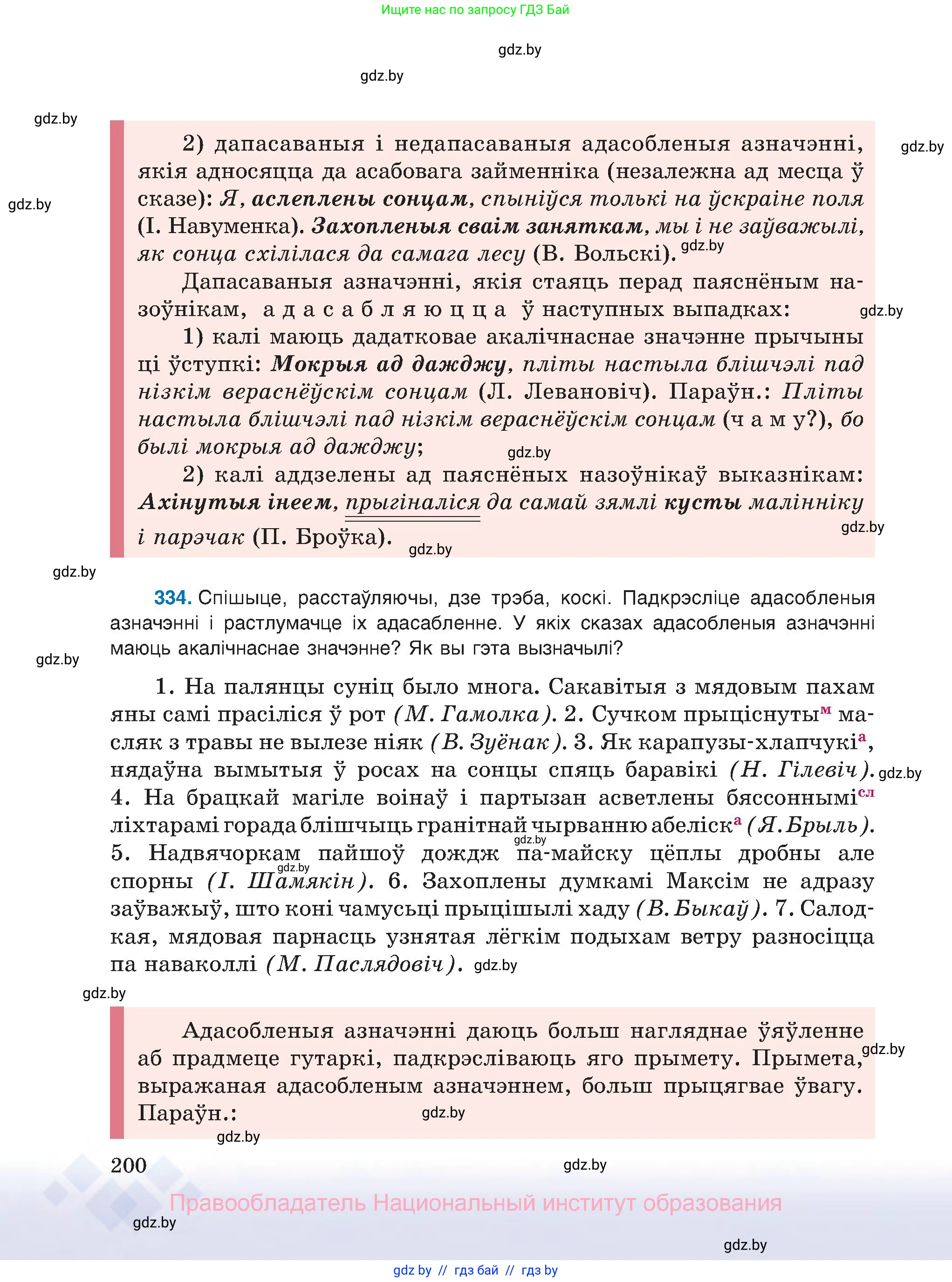 Белорусский язык (Беларуская мова), 8 класс Учебник, авторы: Бадзевіч Зінаіда Іванаўна, Саматыя Ірына Мікалаеўна, издательство Нацыянальны інстытут адукацыі, Минск, 2020, страница 200