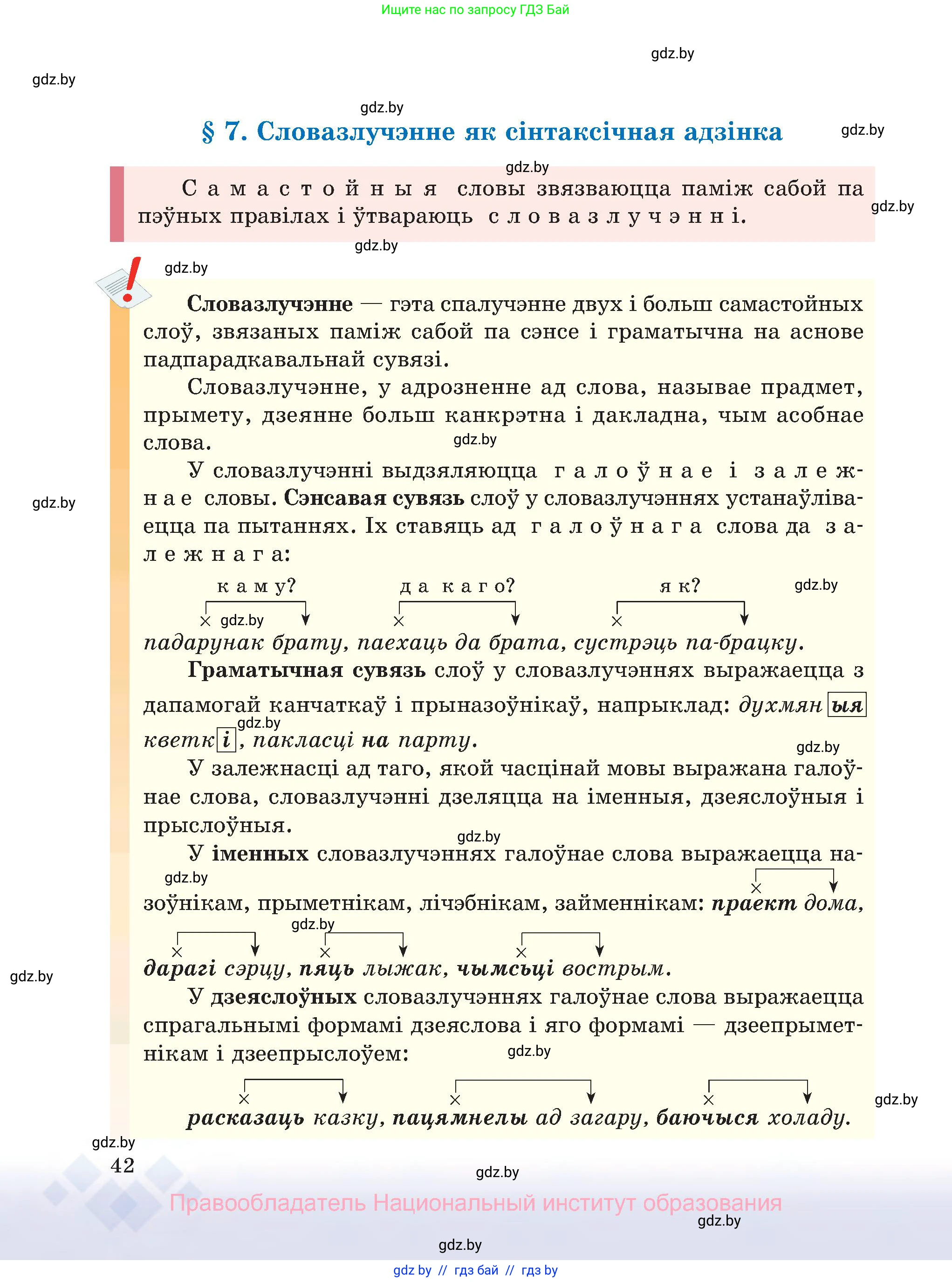 Белорусский язык (Беларуская мова), 8 класс Учебник, авторы: Бадзевіч Зінаіда Іванаўна, Саматыя Ірына Мікалаеўна, издательство Нацыянальны інстытут адукацыі, Минск, 2020, страница 42
