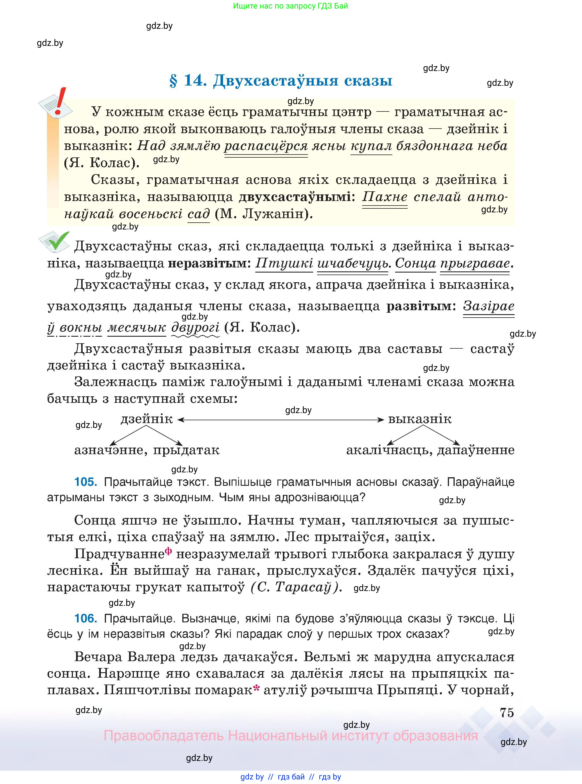 Белорусский язык (Беларуская мова), 8 класс Учебник, авторы: Бадзевіч Зінаіда Іванаўна, Саматыя Ірына Мікалаеўна, издательство Нацыянальны інстытут адукацыі, Минск, 2020, страница 75