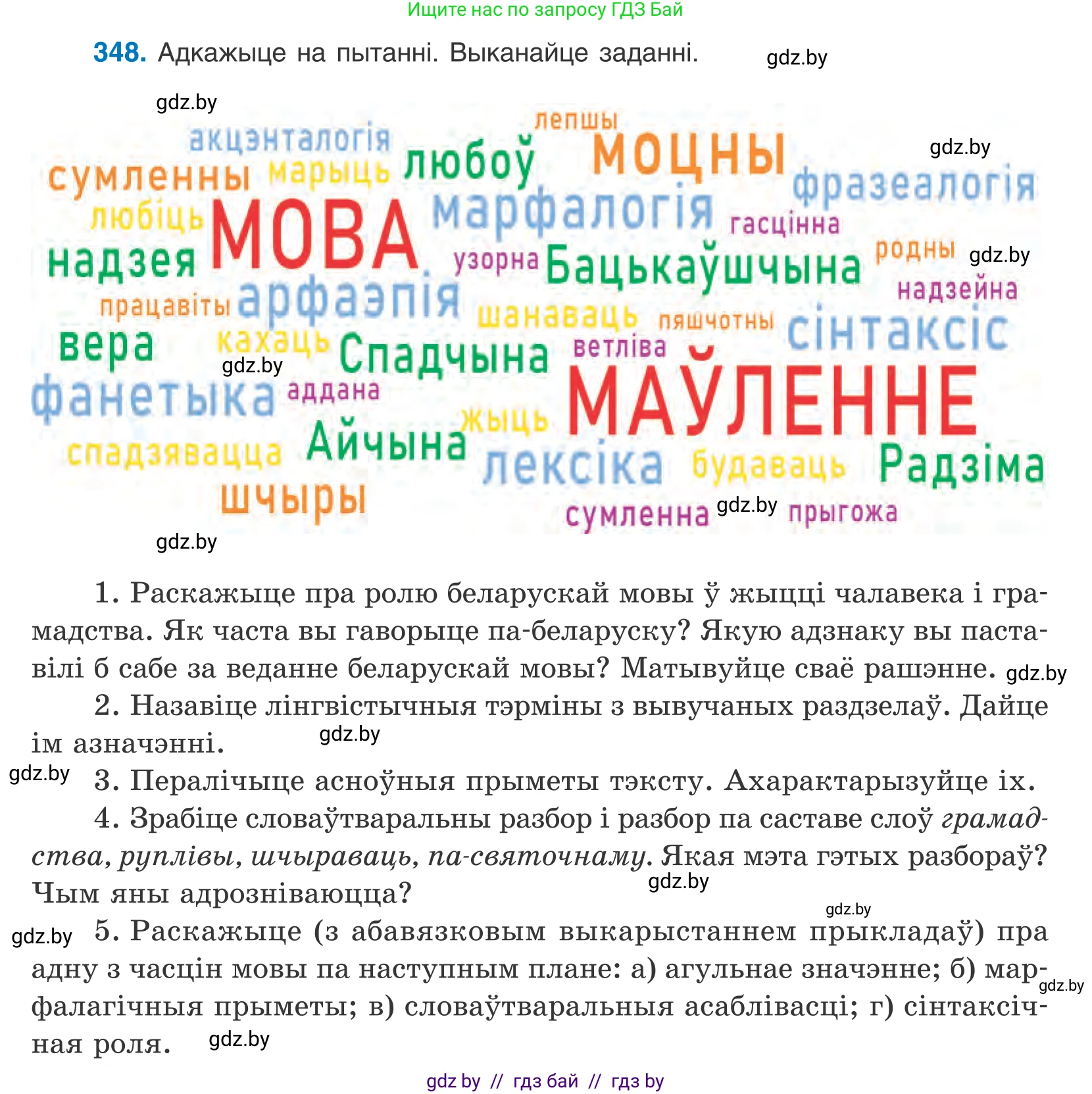 Белорусский язык (Беларуская мова), 10 класс Учебник, авторы: Валочка Ганна Міхайлаўна, Васюковіч Людміла Сяргееўна, Зелянко Вольга Уладзіміраўна, Міхнёнак С С, Якуба Святлана Міхайлаўна, издательство Нацыянальны інстытут адукацыі, Минск, 2020, страница 216, номер 348, Условие