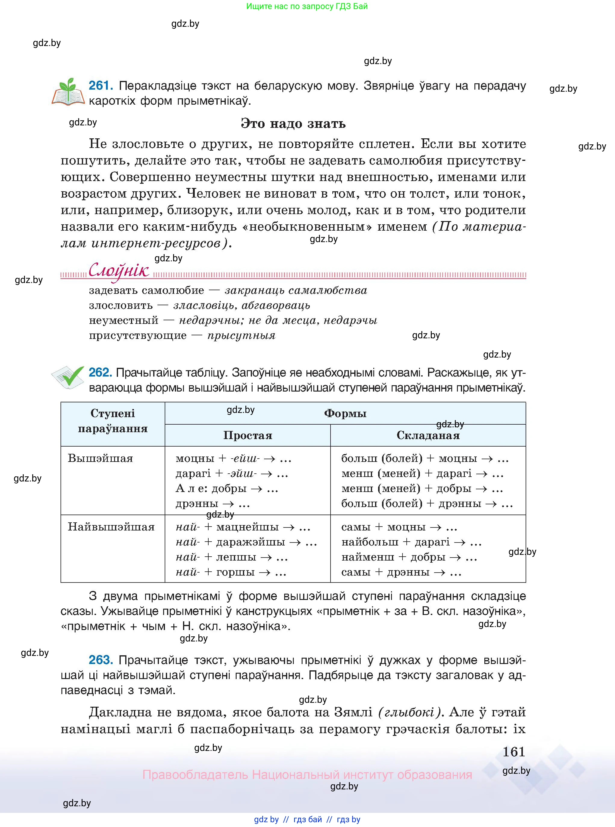 Белорусский язык (Беларуская мова), 10 класс Учебник, авторы: Валочка Ганна Міхайлаўна, Васюковіч Людміла Сяргееўна, Зелянко Вольга Уладзіміраўна, Міхнёнак С С, Якуба Святлана Міхайлаўна, издательство Нацыянальны інстытут адукацыі, Минск, 2020, страница 161