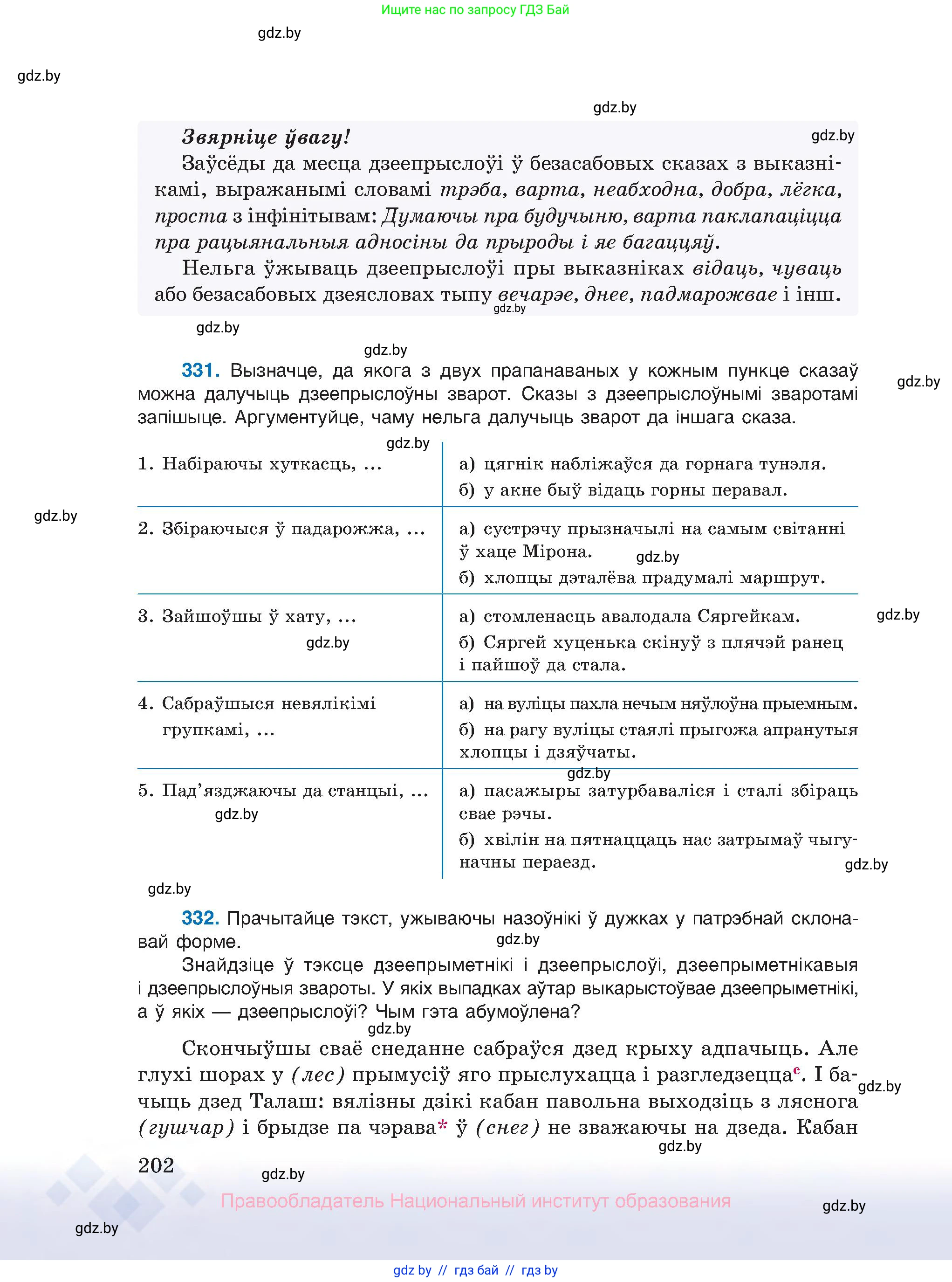Белорусский язык (Беларуская мова), 10 класс Учебник, авторы: Валочка Ганна Міхайлаўна, Васюковіч Людміла Сяргееўна, Зелянко Вольга Уладзіміраўна, Міхнёнак С С, Якуба Святлана Міхайлаўна, издательство Нацыянальны інстытут адукацыі, Минск, 2020, страница 202