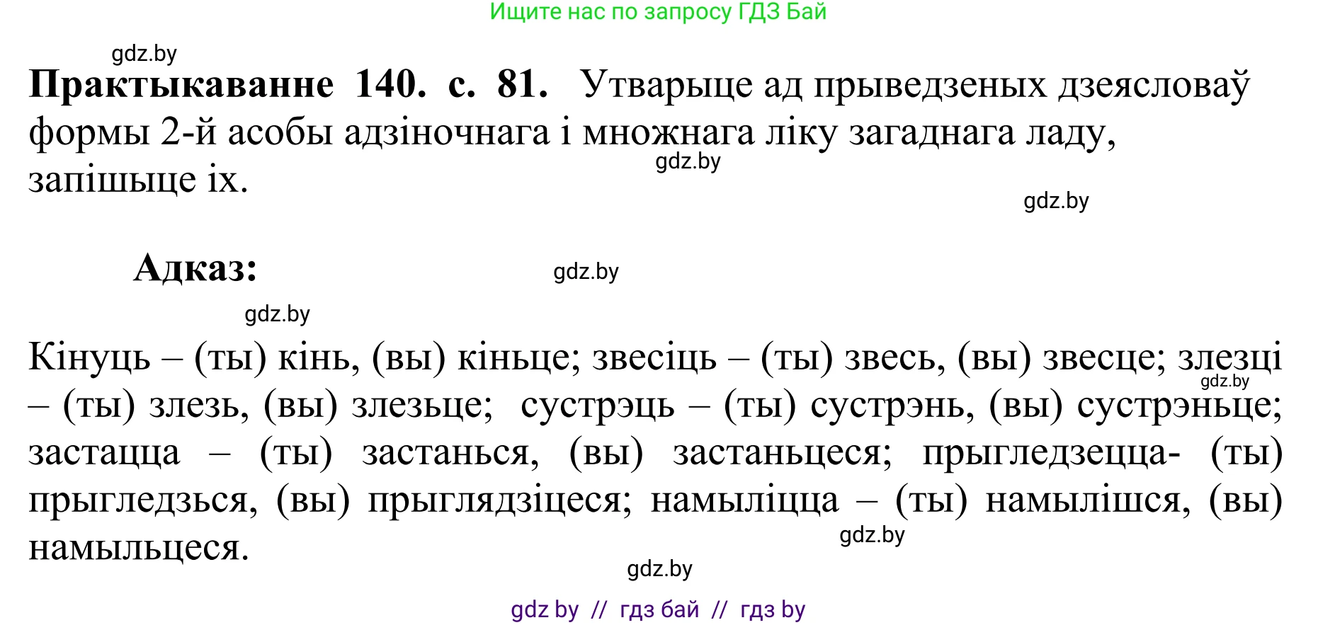 Белорусский язык (Беларуская мова), 10 класс Учебник, авторы: Валочка Ганна Міхайлаўна, Васюковіч Людміла Сяргееўна, Зелянко Вольга Уладзіміраўна, Міхнёнак С С, Якуба Святлана Міхайлаўна, издательство Нацыянальны інстытут адукацыі, Минск, 2020, страница 81, номер 140, Решение 1