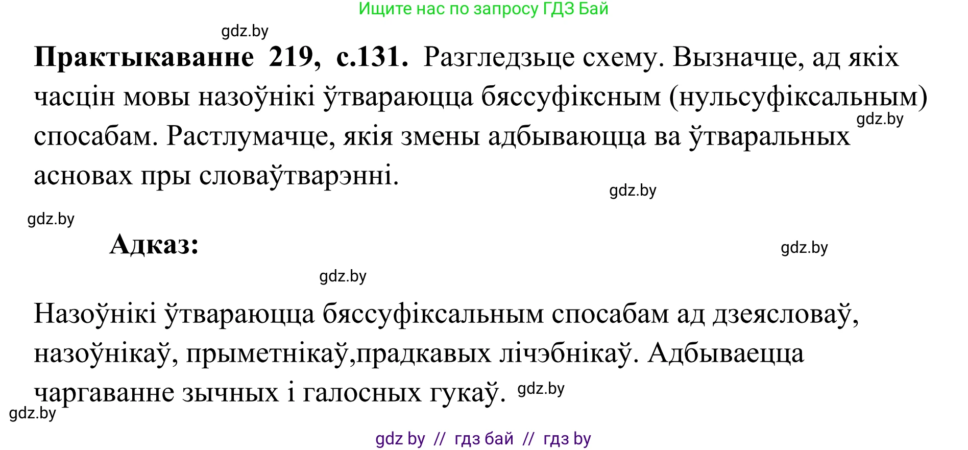Белорусский язык (Беларуская мова), 10 класс Учебник, авторы: Валочка Ганна Міхайлаўна, Васюковіч Людміла Сяргееўна, Зелянко Вольга Уладзіміраўна, Міхнёнак С С, Якуба Святлана Міхайлаўна, издательство Нацыянальны інстытут адукацыі, Минск, 2020, страница 131, номер 219, Решение 1