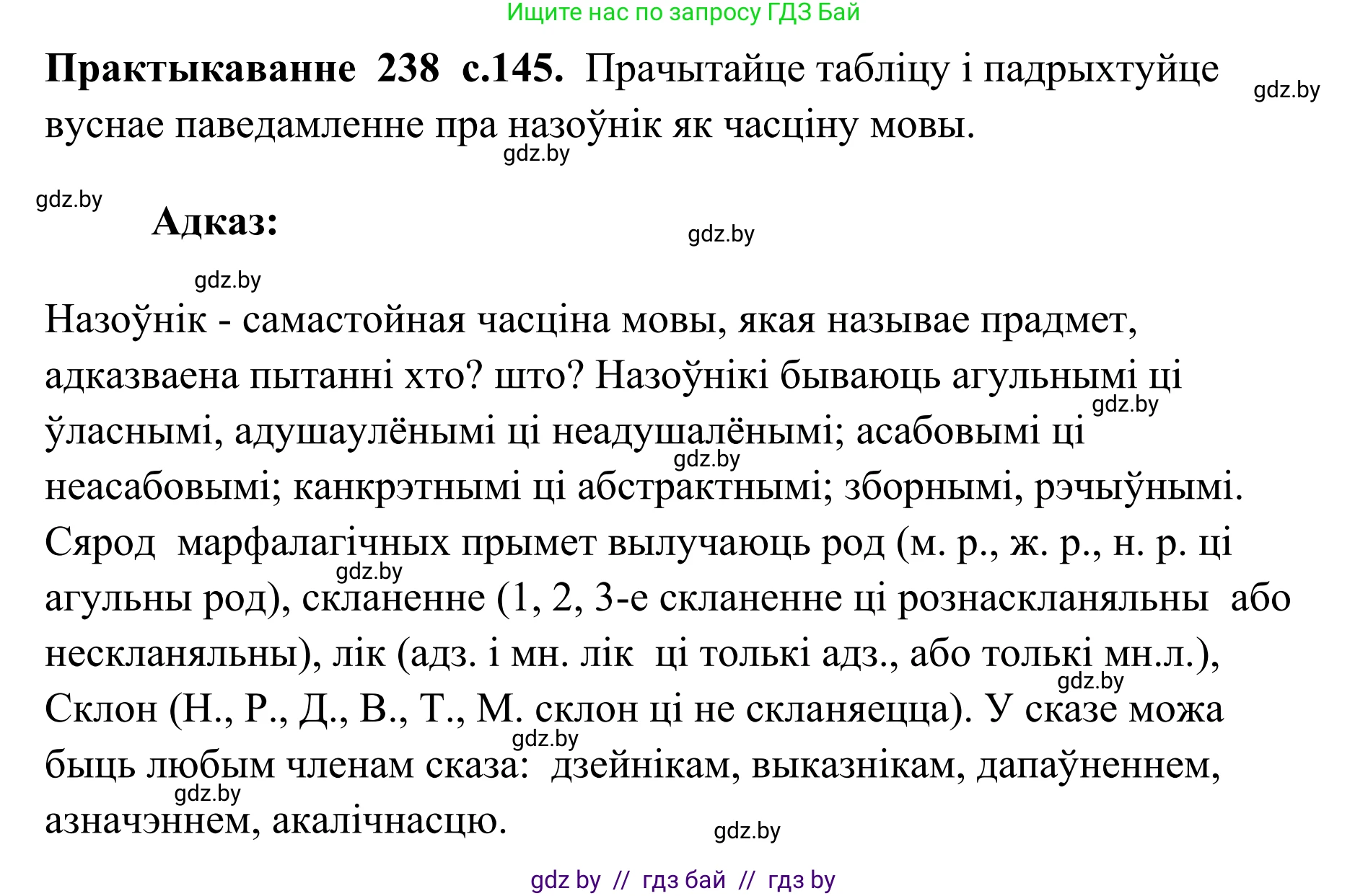 Белорусский язык (Беларуская мова), 10 класс Учебник, авторы: Валочка Ганна Міхайлаўна, Васюковіч Людміла Сяргееўна, Зелянко Вольга Уладзіміраўна, Міхнёнак С С, Якуба Святлана Міхайлаўна, издательство Нацыянальны інстытут адукацыі, Минск, 2020, страница 145, номер 238, Решение 1