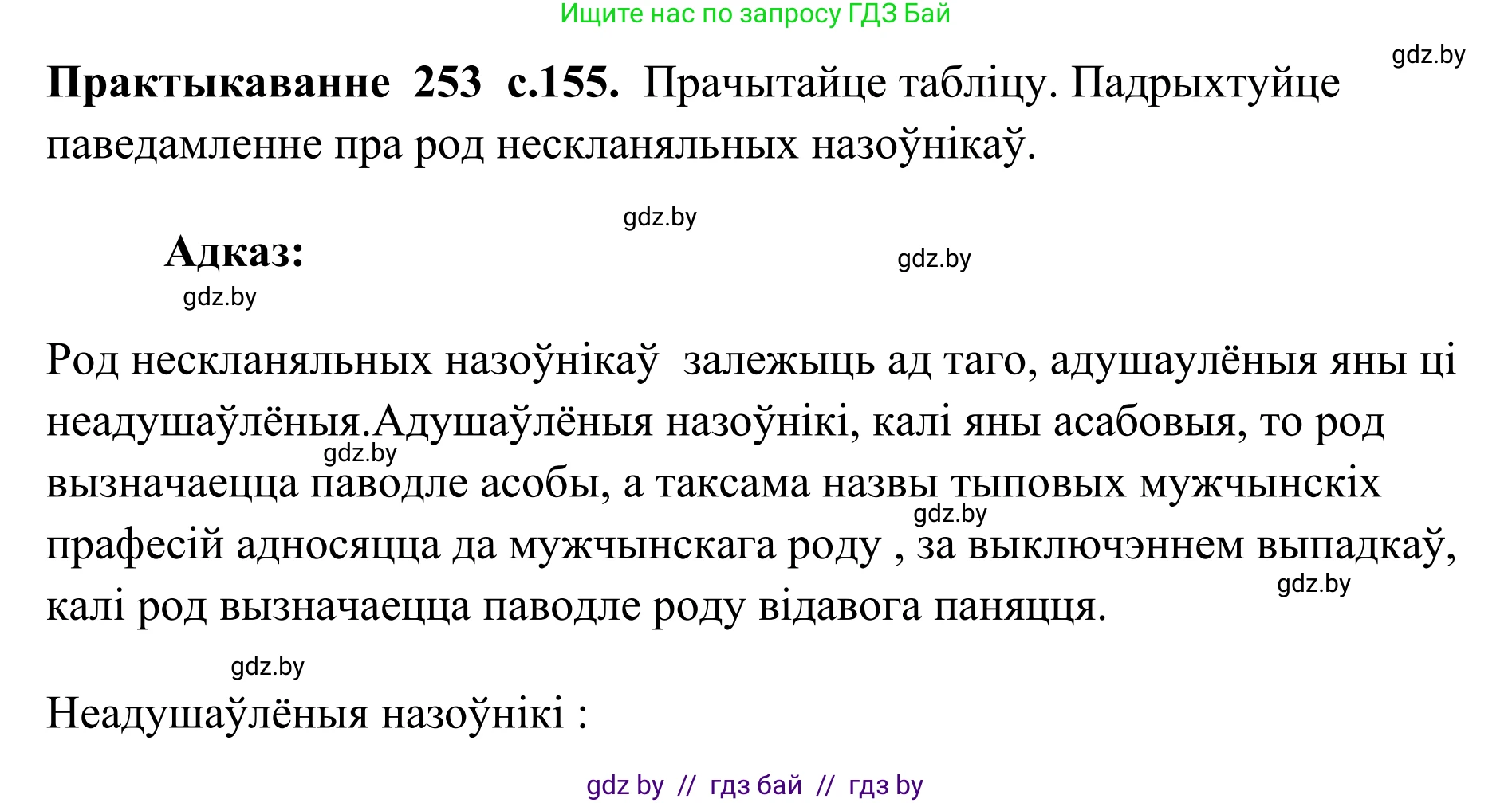 Белорусский язык (Беларуская мова), 10 класс Учебник, авторы: Валочка Ганна Міхайлаўна, Васюковіч Людміла Сяргееўна, Зелянко Вольга Уладзіміраўна, Міхнёнак С С, Якуба Святлана Міхайлаўна, издательство Нацыянальны інстытут адукацыі, Минск, 2020, страница 155, номер 253, Решение 1