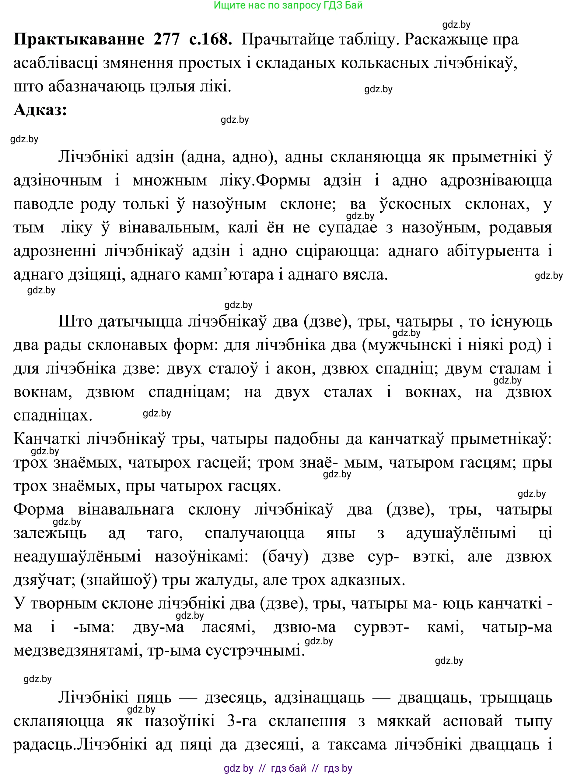 Белорусский язык (Беларуская мова), 10 класс Учебник, авторы: Валочка Ганна Міхайлаўна, Васюковіч Людміла Сяргееўна, Зелянко Вольга Уладзіміраўна, Міхнёнак С С, Якуба Святлана Міхайлаўна, издательство Нацыянальны інстытут адукацыі, Минск, 2020, страница 168, номер 277, Решение 1