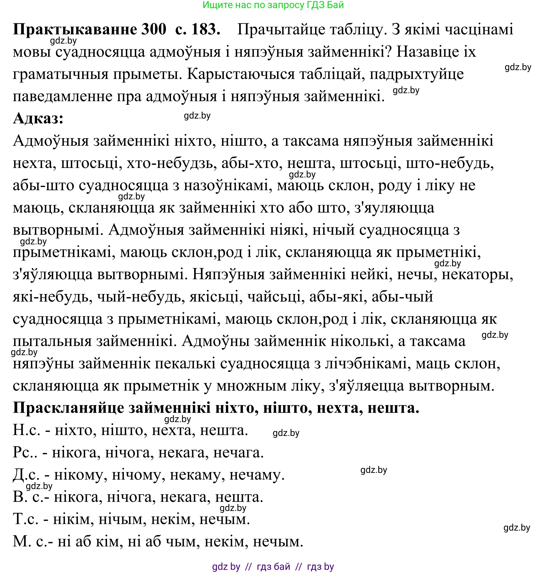 Белорусский язык (Беларуская мова), 10 класс Учебник, авторы: Валочка Ганна Міхайлаўна, Васюковіч Людміла Сяргееўна, Зелянко Вольга Уладзіміраўна, Міхнёнак С С, Якуба Святлана Міхайлаўна, издательство Нацыянальны інстытут адукацыі, Минск, 2020, страница 183, номер 300, Решение 1