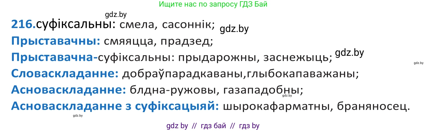 Белорусский язык (Беларуская мова), 10 класс Учебник, авторы: Валочка Ганна Міхайлаўна, Васюковіч Людміла Сяргееўна, Зелянко Вольга Уладзіміраўна, Міхнёнак С С, Якуба Святлана Міхайлаўна, издательство Нацыянальны інстытут адукацыі, Минск, 2020, страница 128, номер 216, Решение 2