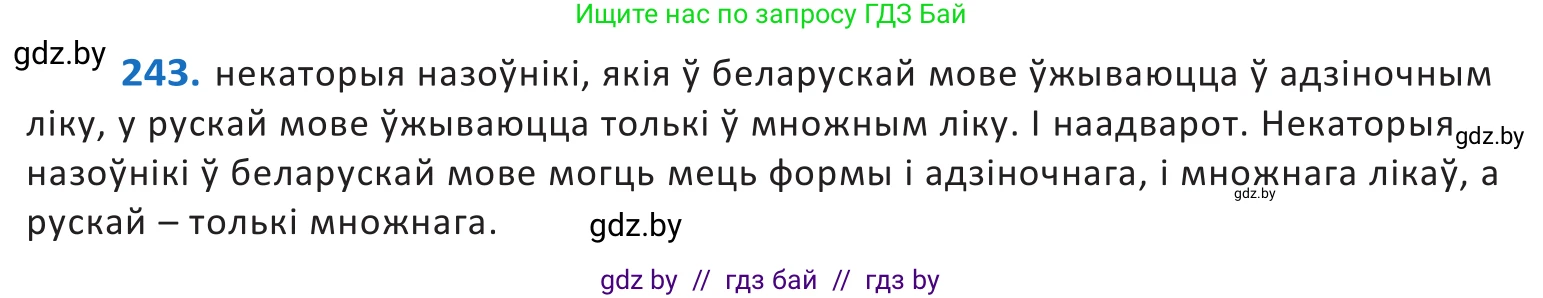 Белорусский язык (Беларуская мова), 10 класс Учебник, авторы: Валочка Ганна Міхайлаўна, Васюковіч Людміла Сяргееўна, Зелянко Вольга Уладзіміраўна, Міхнёнак С С, Якуба Святлана Міхайлаўна, издательство Нацыянальны інстытут адукацыі, Минск, 2020, страница 148, номер 243, Решение 2