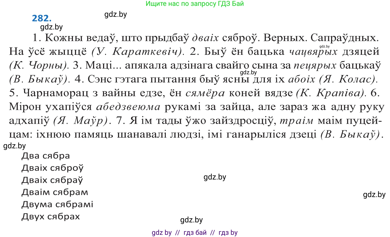 Белорусский язык (Беларуская мова), 10 класс Учебник, авторы: Валочка Ганна Міхайлаўна, Васюковіч Людміла Сяргееўна, Зелянко Вольга Уладзіміраўна, Міхнёнак С С, Якуба Святлана Міхайлаўна, издательство Нацыянальны інстытут адукацыі, Минск, 2020, страница 173, номер 282, Решение 2