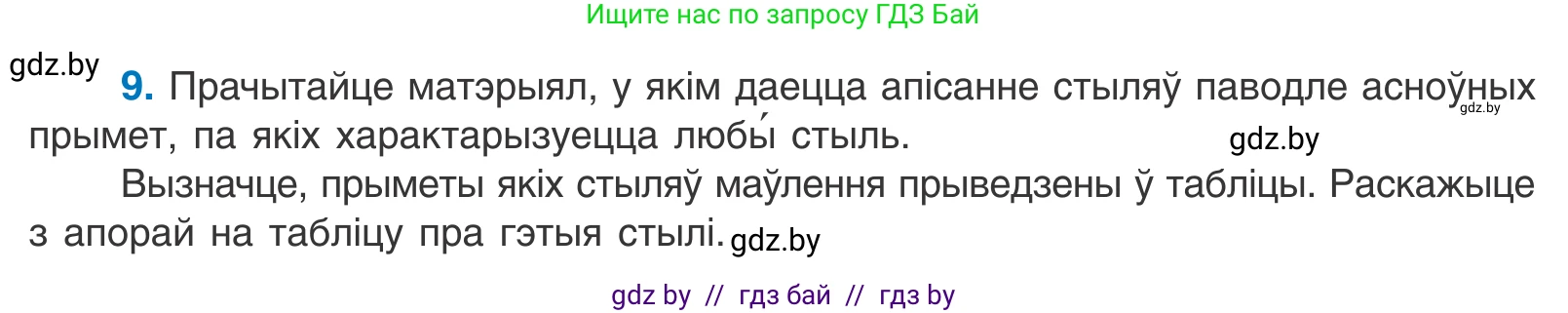 Белорусский язык (Беларуская мова), 11 класс Учебник, авторы: Валочка Ганна Міхайлаўна, Васюковіч Людміла Сяргееўна, Зелянко Вольга Уладзіміраўна, Міхнёнак С С, Якуба Святлана Міхайлаўна, издательство Нацыянальны інстытут адукацыі, Минск, 2021, страница 8, номер 9, Условие