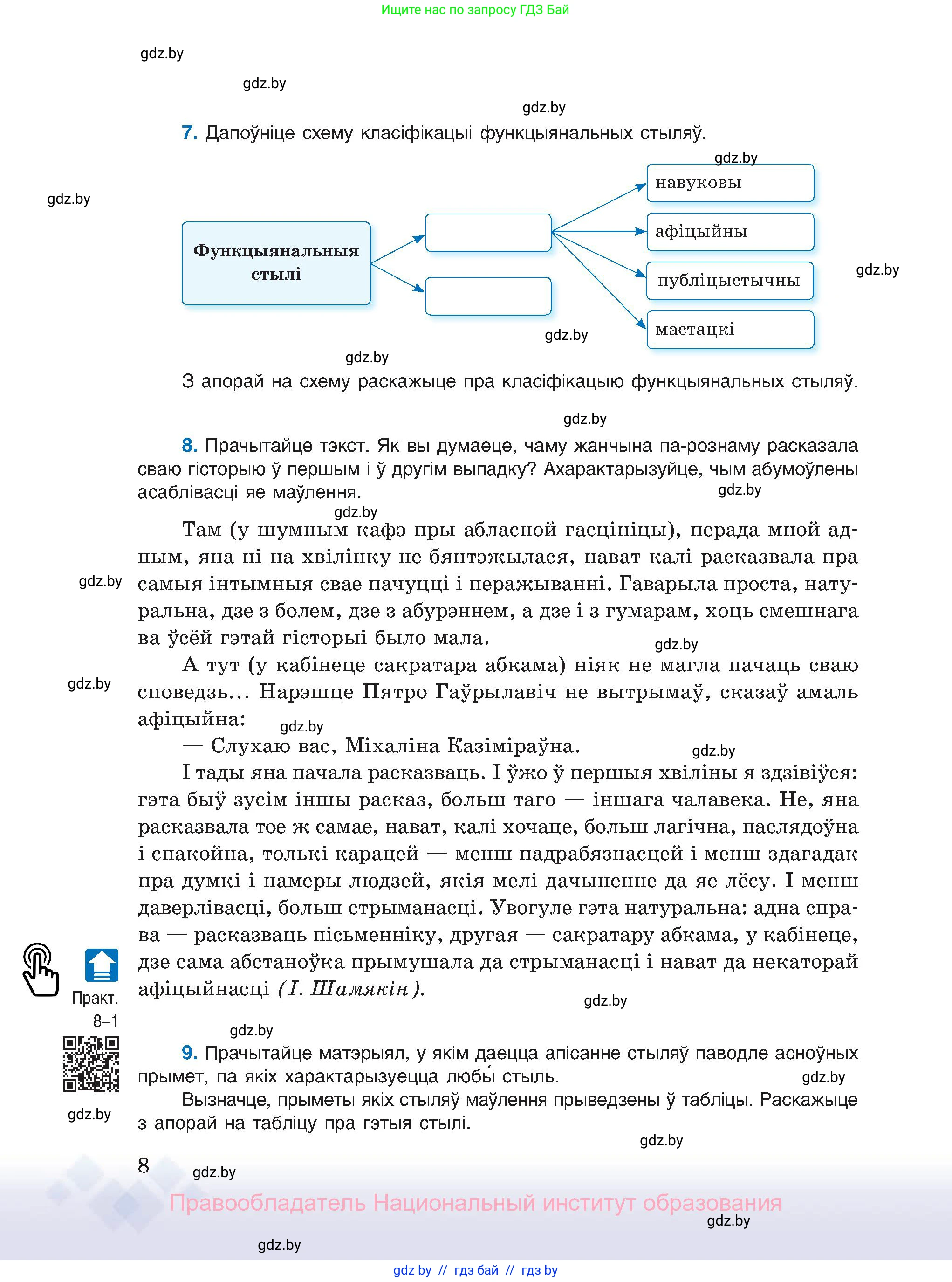 Белорусский язык (Беларуская мова), 11 класс Учебник, авторы: Валочка Ганна Міхайлаўна, Васюковіч Людміла Сяргееўна, Зелянко Вольга Уладзіміраўна, Міхнёнак С С, Якуба Святлана Міхайлаўна, издательство Нацыянальны інстытут адукацыі, Минск, 2021, страница 8