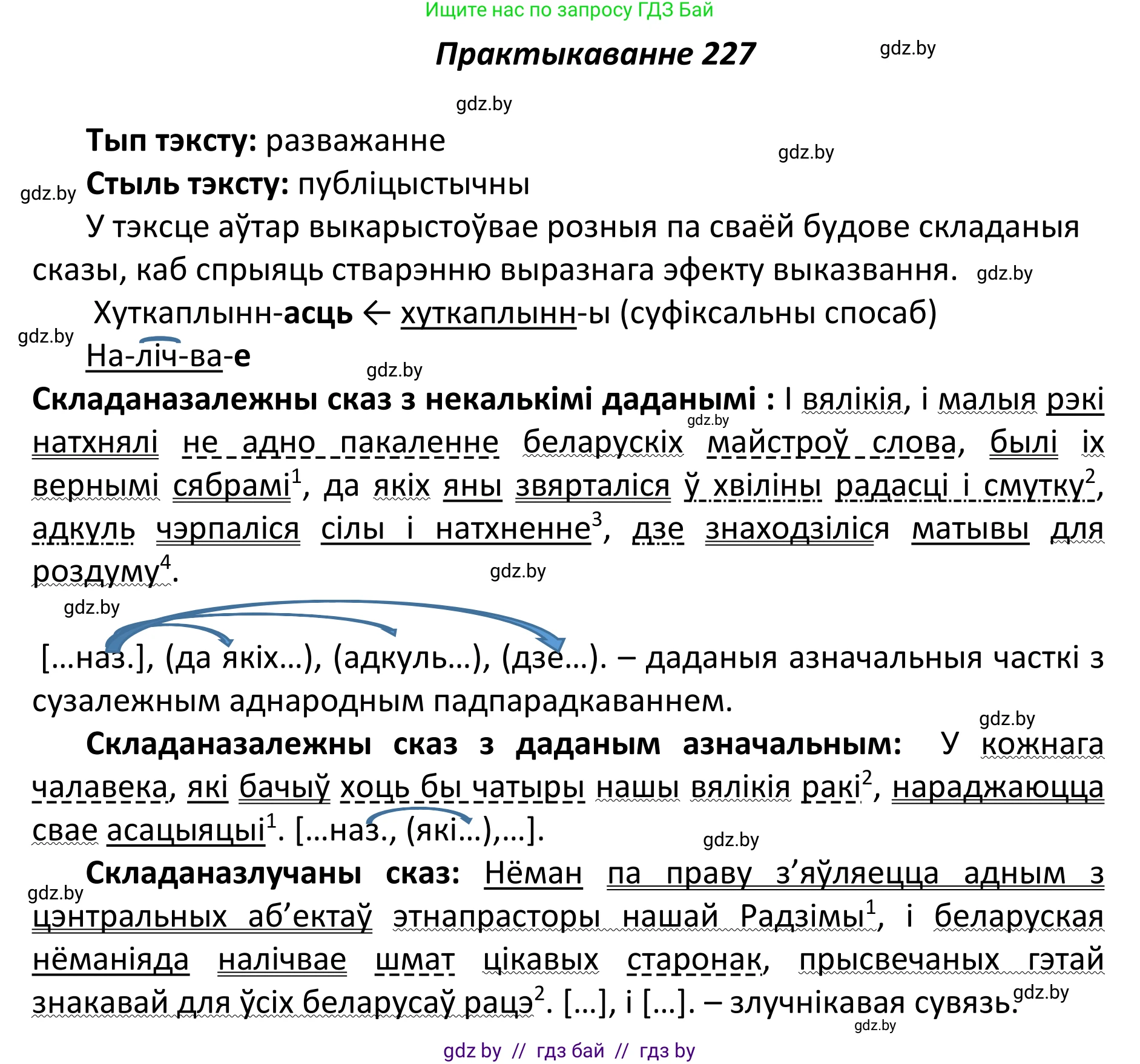 Белорусский язык (Беларуская мова), 11 класс Учебник, авторы: Валочка Ганна Міхайлаўна, Васюковіч Людміла Сяргееўна, Зелянко Вольга Уладзіміраўна, Міхнёнак С С, Якуба Святлана Міхайлаўна, издательство Нацыянальны інстытут адукацыі, Минск, 2021, страница 155, номер 227, Решение 1