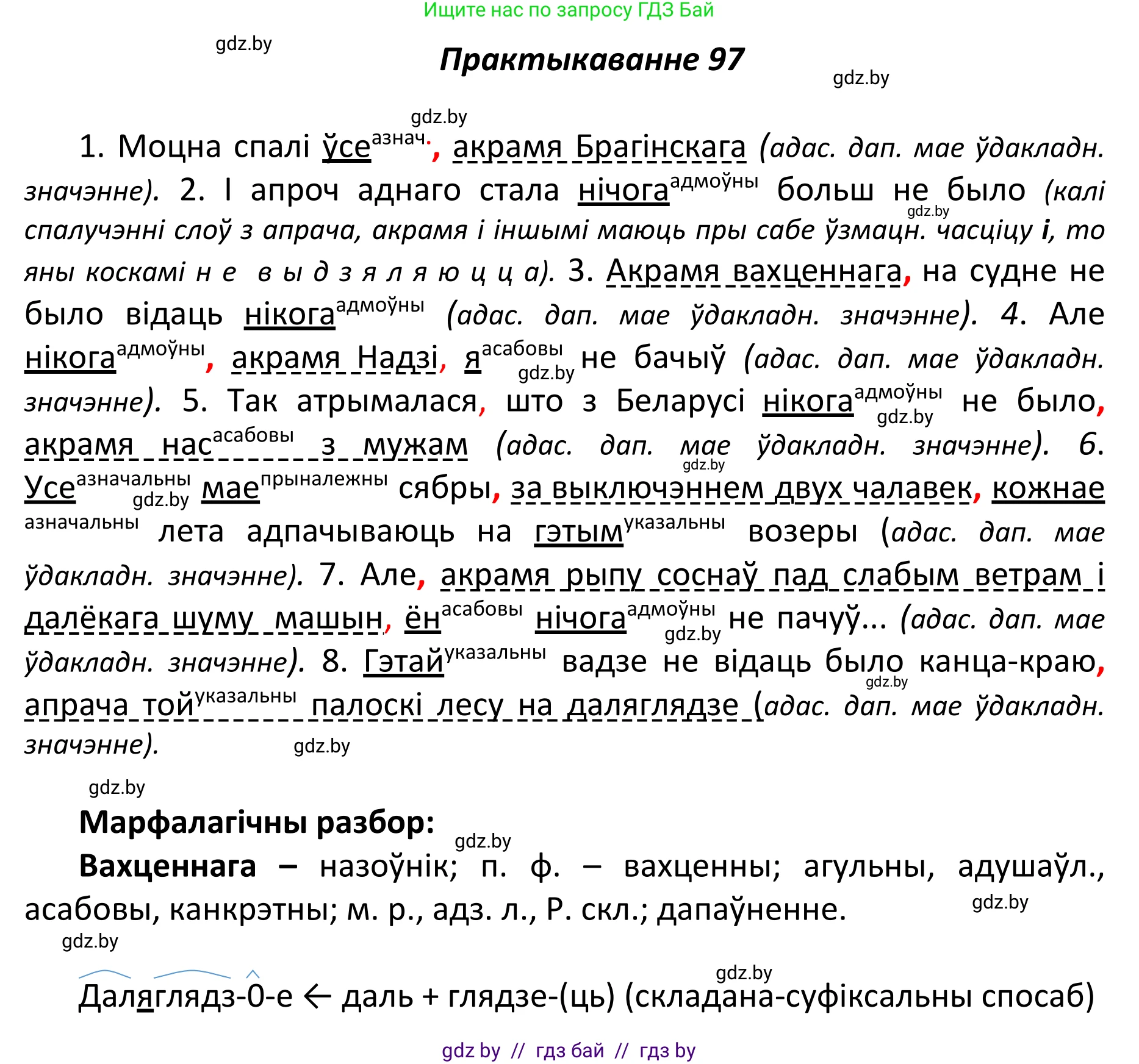 Белорусский язык (Беларуская мова), 11 класс Учебник, авторы: Валочка Ганна Міхайлаўна, Васюковіч Людміла Сяргееўна, Зелянко Вольга Уладзіміраўна, Міхнёнак С С, Якуба Святлана Міхайлаўна, издательство Нацыянальны інстытут адукацыі, Минск, 2021, страница 71, номер 97, Решение 1