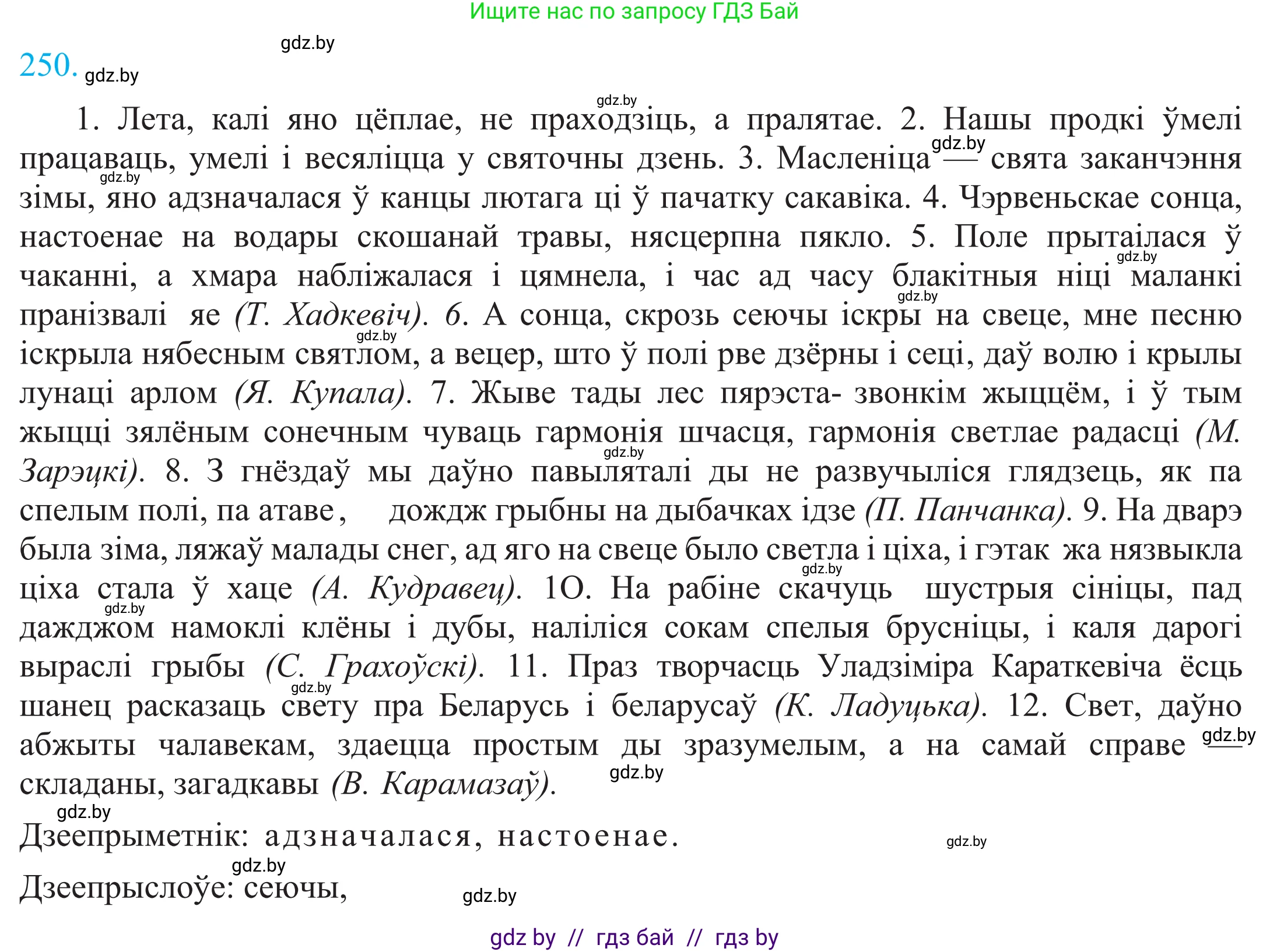 Белорусский язык (Беларуская мова), 11 класс Учебник, авторы: Валочка Ганна Міхайлаўна, Васюковіч Людміла Сяргееўна, Зелянко Вольга Уладзіміраўна, Міхнёнак С С, Якуба Святлана Міхайлаўна, издательство Нацыянальны інстытут адукацыі, Минск, 2021, страница 169, номер 250, Решение 2