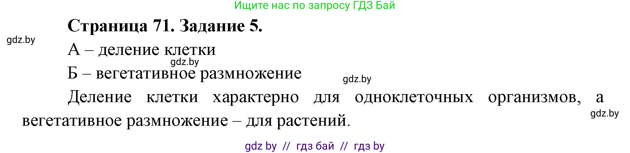 Биология, 6 класс рабочая тетрадь, авторы: Лисов Николай Дмитриевич, Борщевская Елена Валерьевна, издательство Аверсэв, Минск, 2021, жёлтого цвета, страница 71, номер 5, Решение
