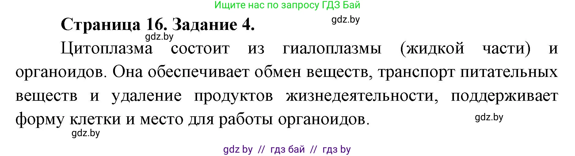 Биология, 6 класс Сборник контрольных и самостоятельных работ, авторы: Городович Наталья Ивановна, Капцевич Марина Викторовна, Сеген Елена Адамовна, издательство Аверсэв, Минск, 2021, страница 16, номер 4, Решение