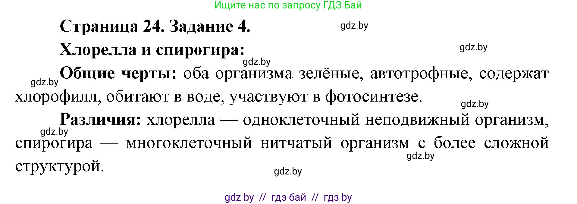 Биология, 6 класс Сборник контрольных и самостоятельных работ, авторы: Городович Наталья Ивановна, Капцевич Марина Викторовна, Сеген Елена Адамовна, издательство Аверсэв, Минск, 2021, страница 24, номер 4, Решение