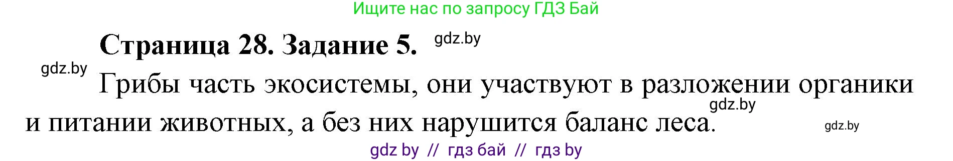 Биология, 6 класс Сборник контрольных и самостоятельных работ, авторы: Городович Наталья Ивановна, Капцевич Марина Викторовна, Сеген Елена Адамовна, издательство Аверсэв, Минск, 2021, страница 28, номер 5, Решение