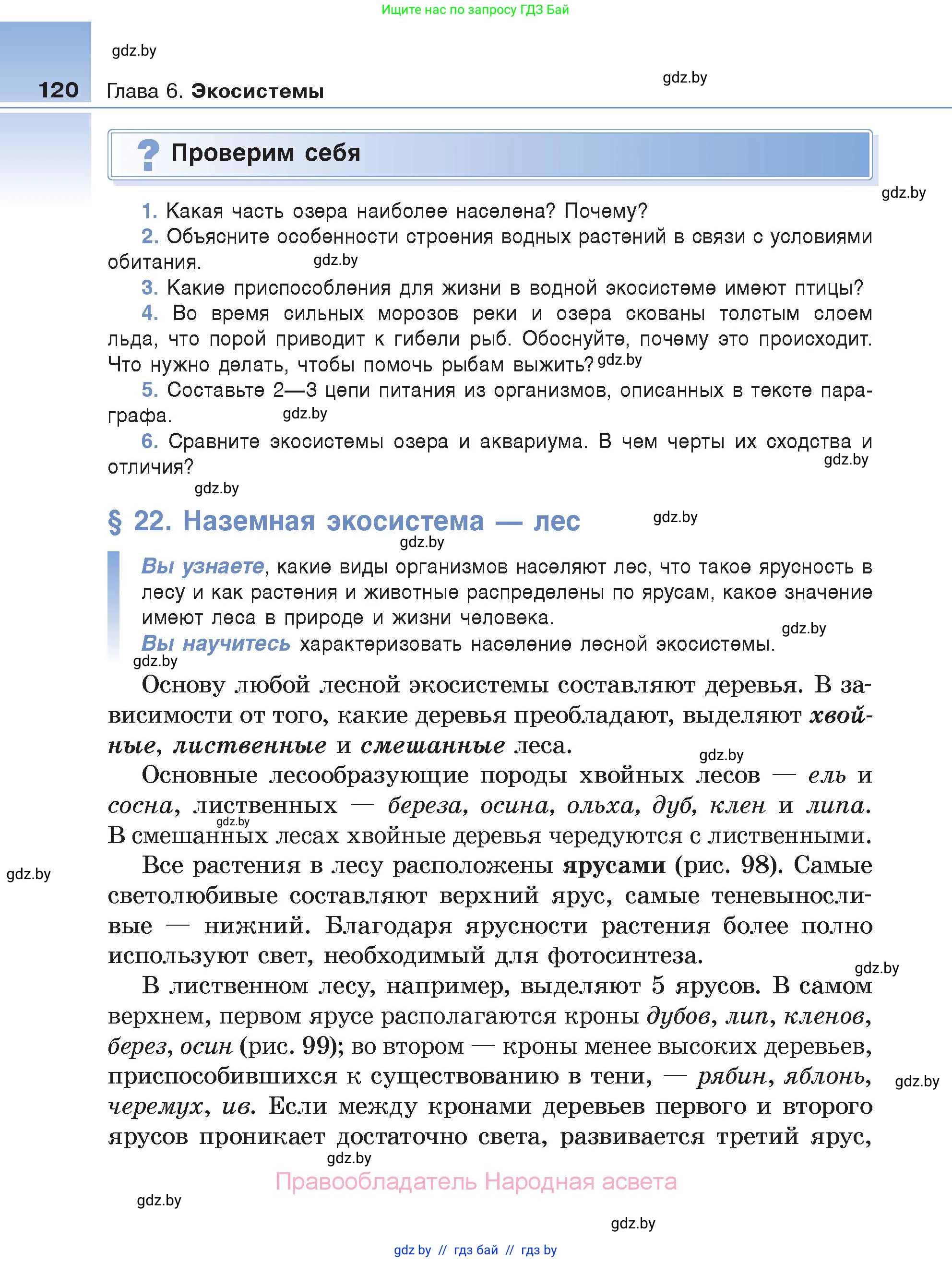 Биология, 6 класс Учебник, автор: Лисов Николай Дмитриевич, издательство Народная асвета, Минск, 2021, зелёного цвета, страница 120