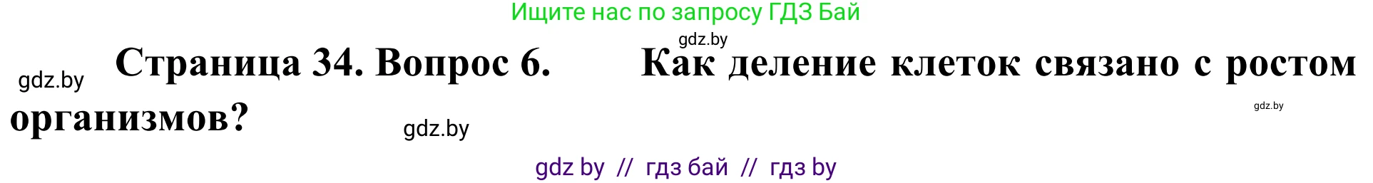 Биология, 6 класс Учебник, автор: Лисов Николай Дмитриевич, издательство Народная асвета, Минск, 2021, зелёного цвета, страница 34, номер 6, Решение