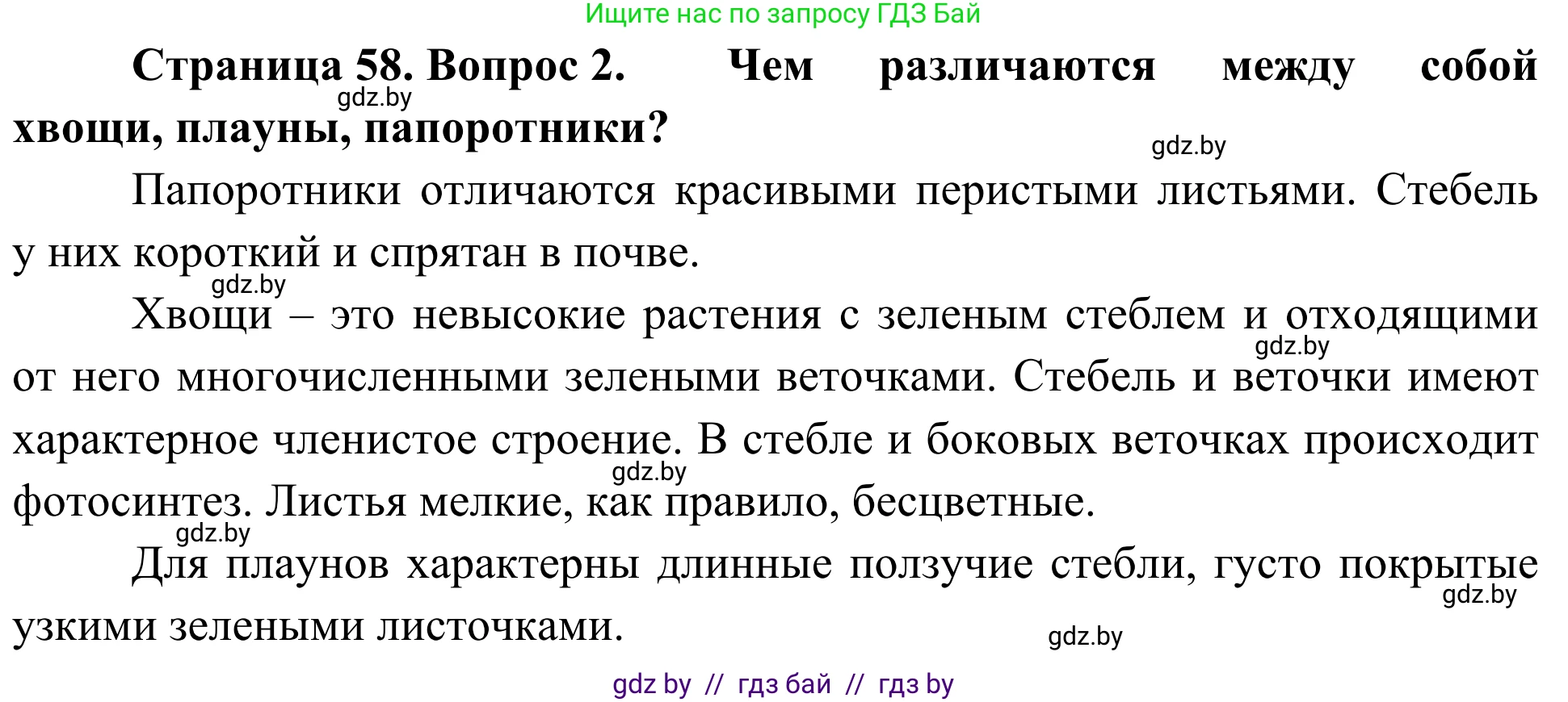 Биология, 6 класс Учебник, автор: Лисов Николай Дмитриевич, издательство Народная асвета, Минск, 2021, зелёного цвета, страница 58, номер 2, Решение
