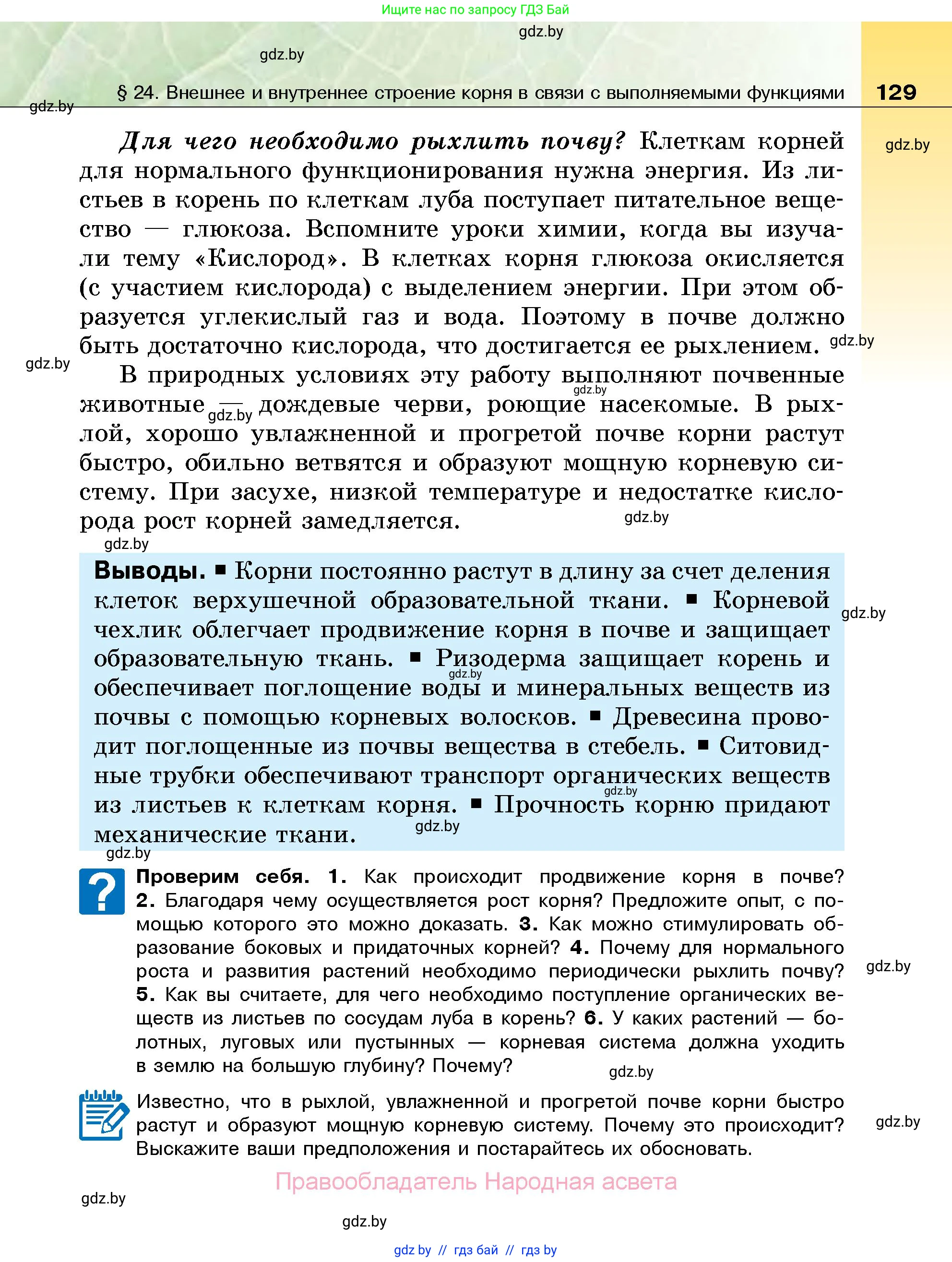 Биология, 7 класс Учебник, автор: Лисов Николай Дмитриевич, издательство Народная асвета, Минск, 2022, зелёного цвета, страница 129