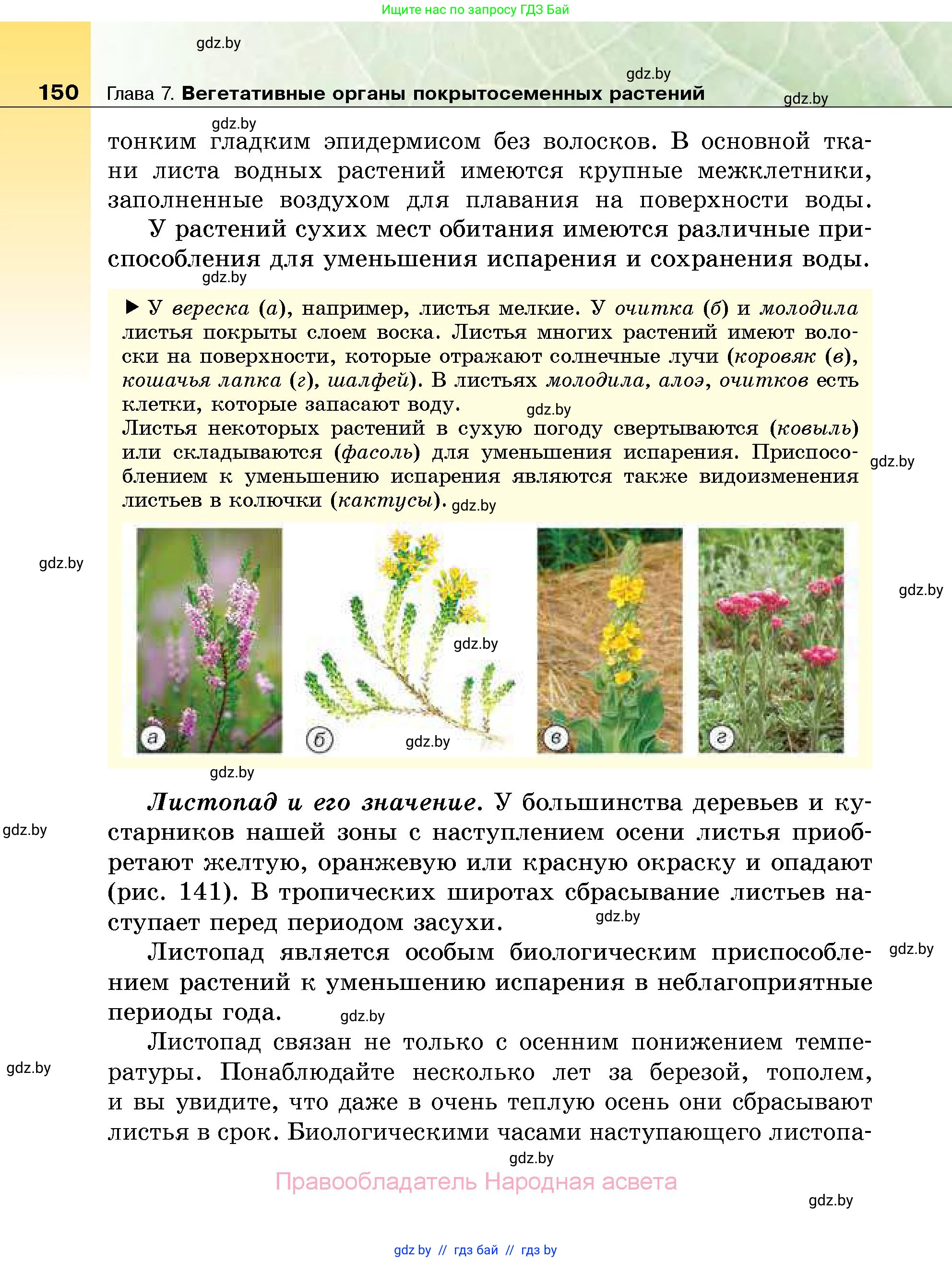 Биология, 7 класс Учебник, автор: Лисов Николай Дмитриевич, издательство Народная асвета, Минск, 2022, зелёного цвета, страница 150