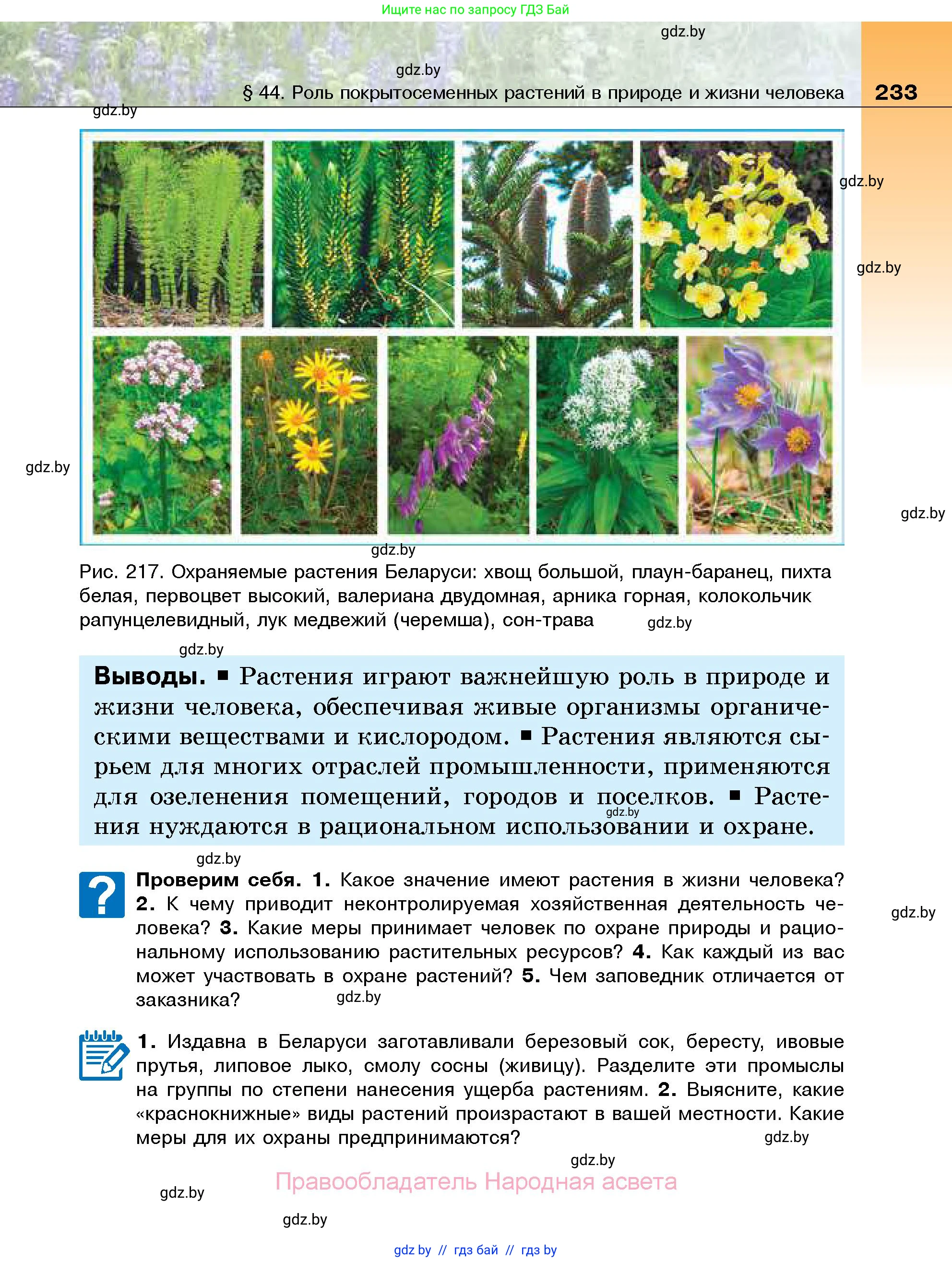 Биология, 7 класс Учебник, автор: Лисов Николай Дмитриевич, издательство Народная асвета, Минск, 2022, зелёного цвета, страница 233