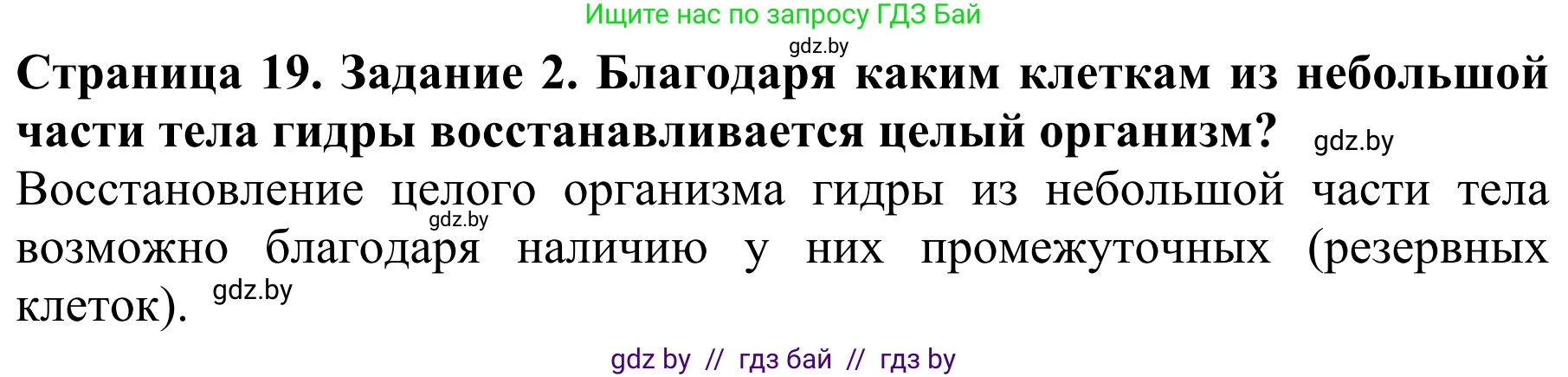 Биология, 8 класс Учебник, авторы: Бедарик Ирина Геннадьевна, Бедарик Александр Евгеньевич, Иванов Владимир Николаевич, издательство Адукацыя i выхаванне, Минск, 2023, зелёного цвета, страница 19, номер 2, Решение