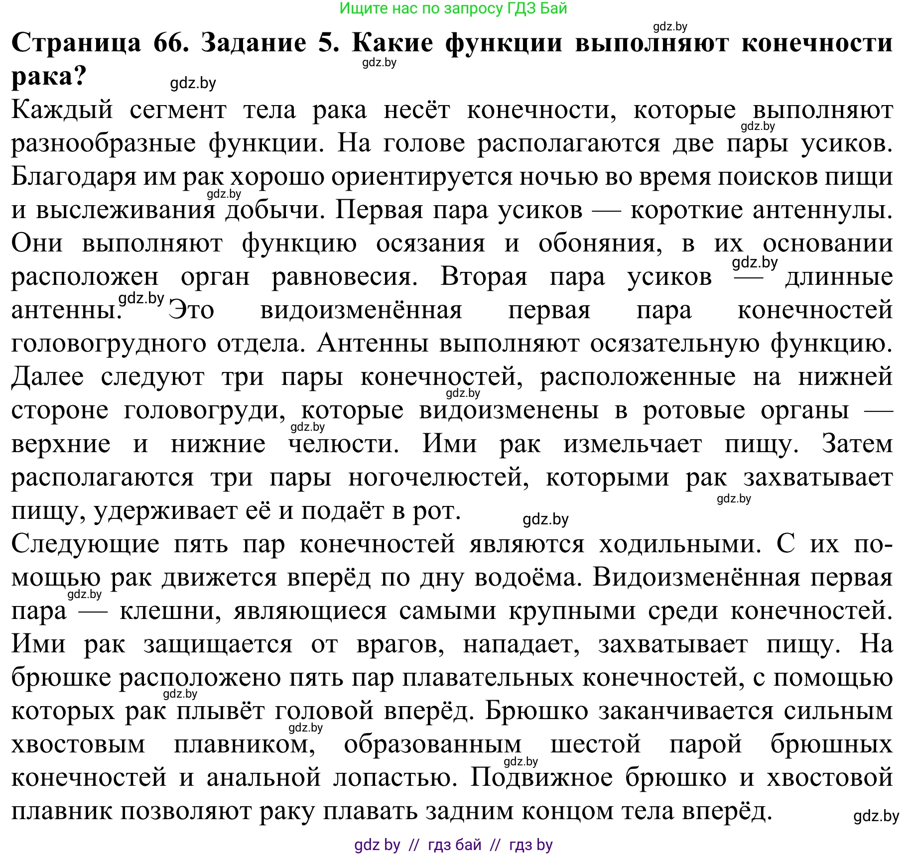 Биология, 8 класс Учебник, авторы: Бедарик Ирина Геннадьевна, Бедарик Александр Евгеньевич, Иванов Владимир Николаевич, издательство Адукацыя i выхаванне, Минск, 2023, зелёного цвета, страница 66, номер 5, Решение