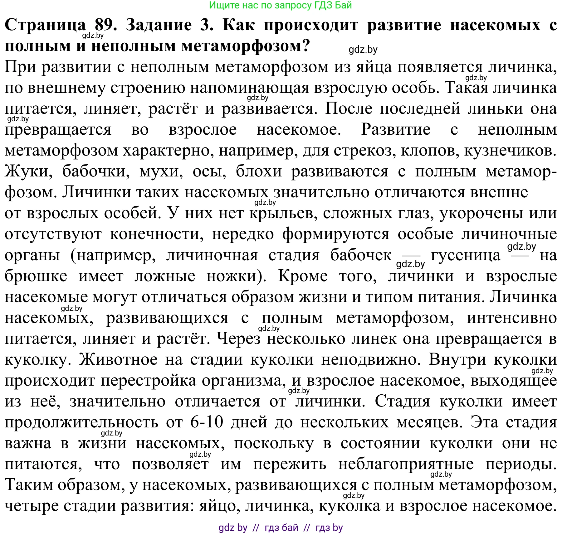 Биология, 8 класс Учебник, авторы: Бедарик Ирина Геннадьевна, Бедарик Александр Евгеньевич, Иванов Владимир Николаевич, издательство Адукацыя i выхаванне, Минск, 2023, зелёного цвета, страница 89, номер 3, Решение