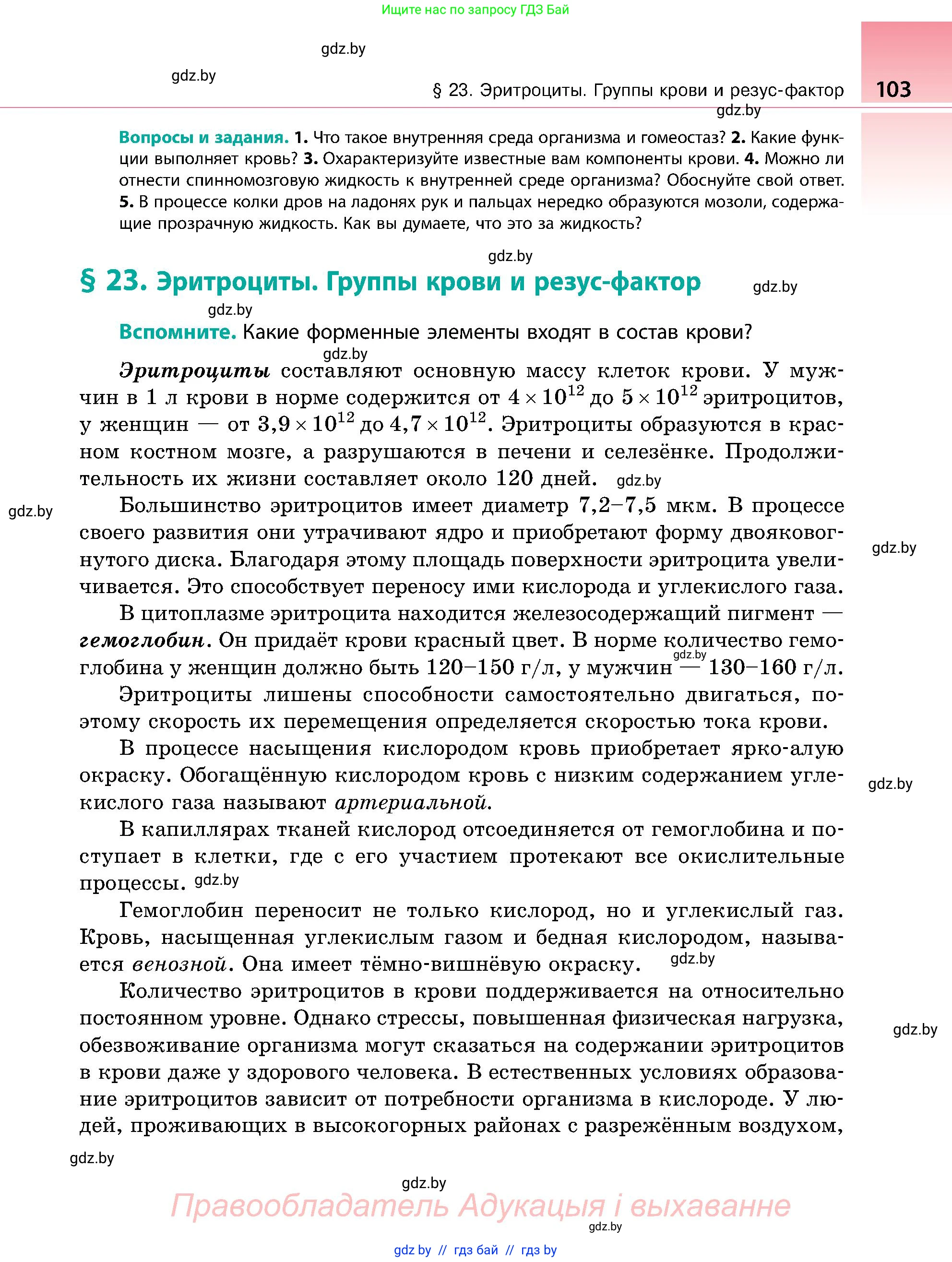 Биология, 9 класс Учебник, авторы: Борисов Олег Леонидович, Антипенко Алеся Анатольевна, Рогожников Олег Николаевич, издательство Адукацыя i выхаванне, Минск, 2025, бирюзового цвета, страница 103