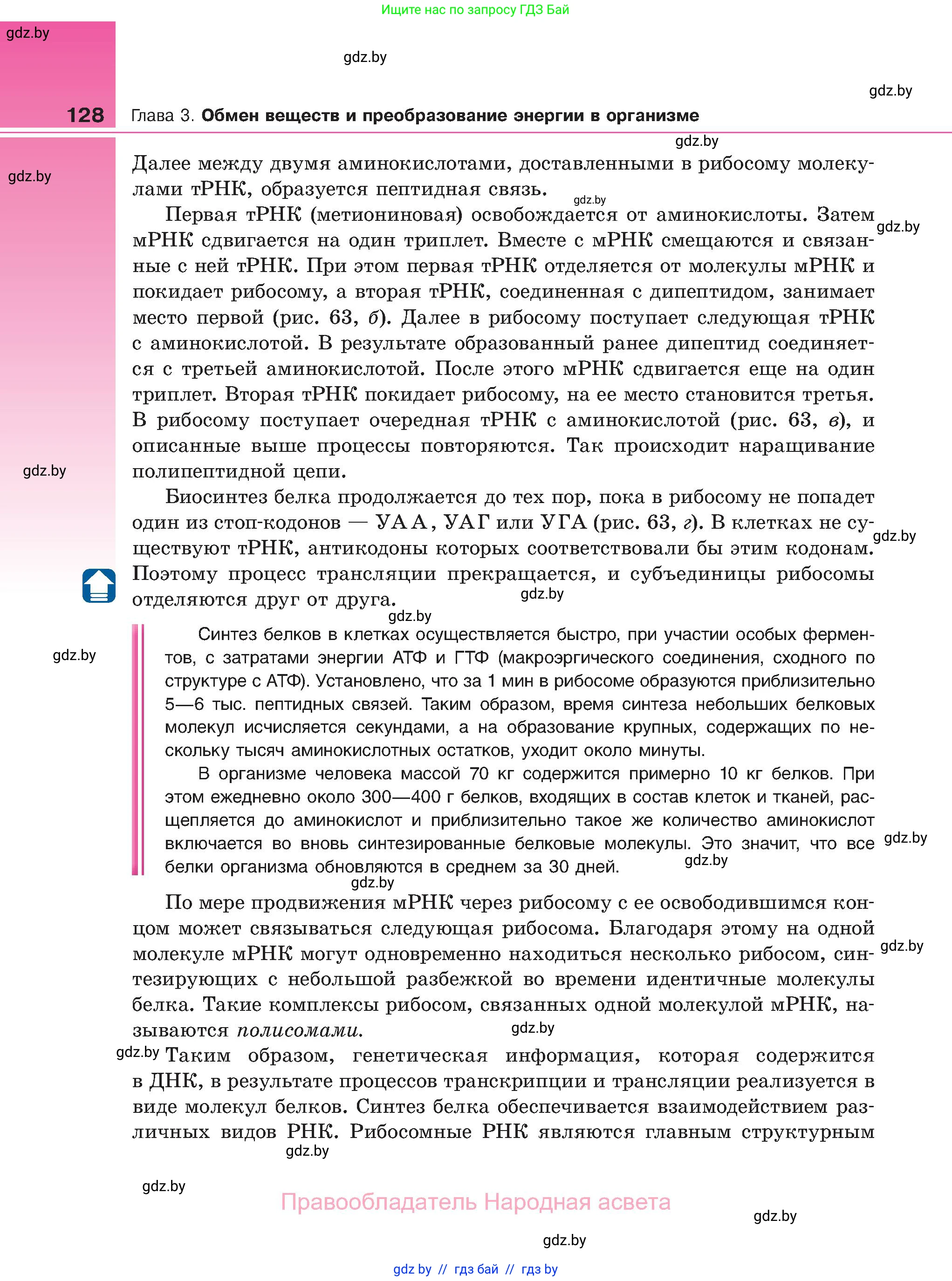 Биология, 11 класс Учебник, авторы: Дашков Максим Леонидович, Песнякевич Александр Георгиевич, Головач Алексей Михайлович, издательство Народная асвета, Минск, 2021, голубого цвета, страница 128