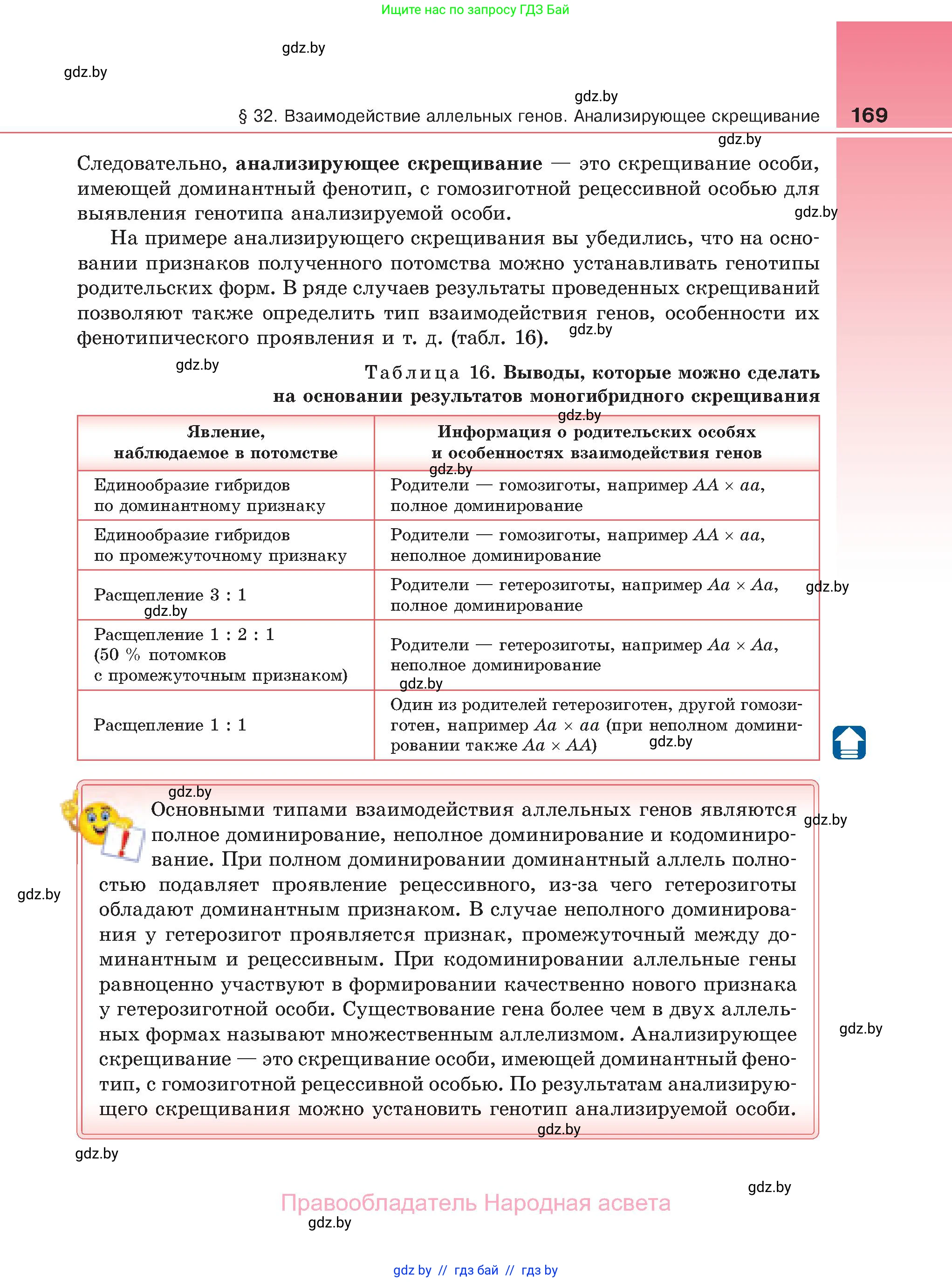 Биология, 11 класс Учебник, авторы: Дашков Максим Леонидович, Песнякевич Александр Георгиевич, Головач Алексей Михайлович, издательство Народная асвета, Минск, 2021, голубого цвета, страница 169