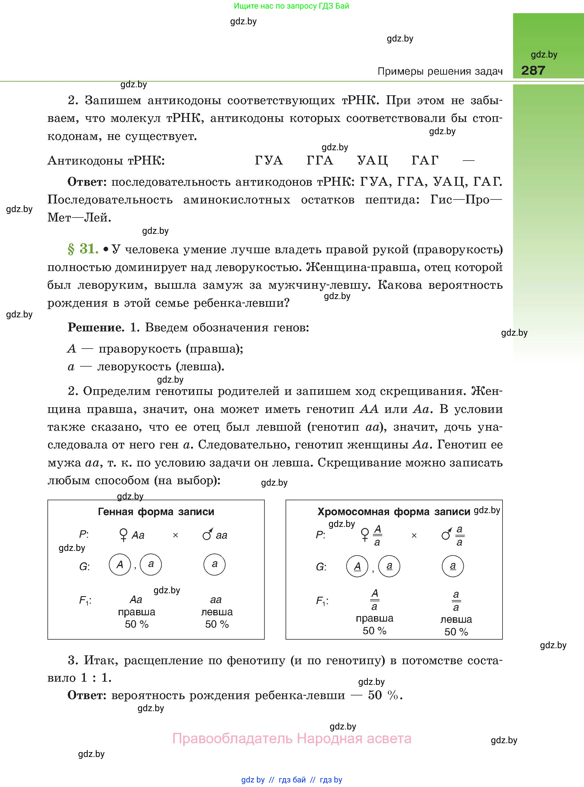 Биология, 11 класс Учебник, авторы: Дашков Максим Леонидович, Песнякевич Александр Георгиевич, Головач Алексей Михайлович, издательство Народная асвета, Минск, 2021, голубого цвета, страница 287