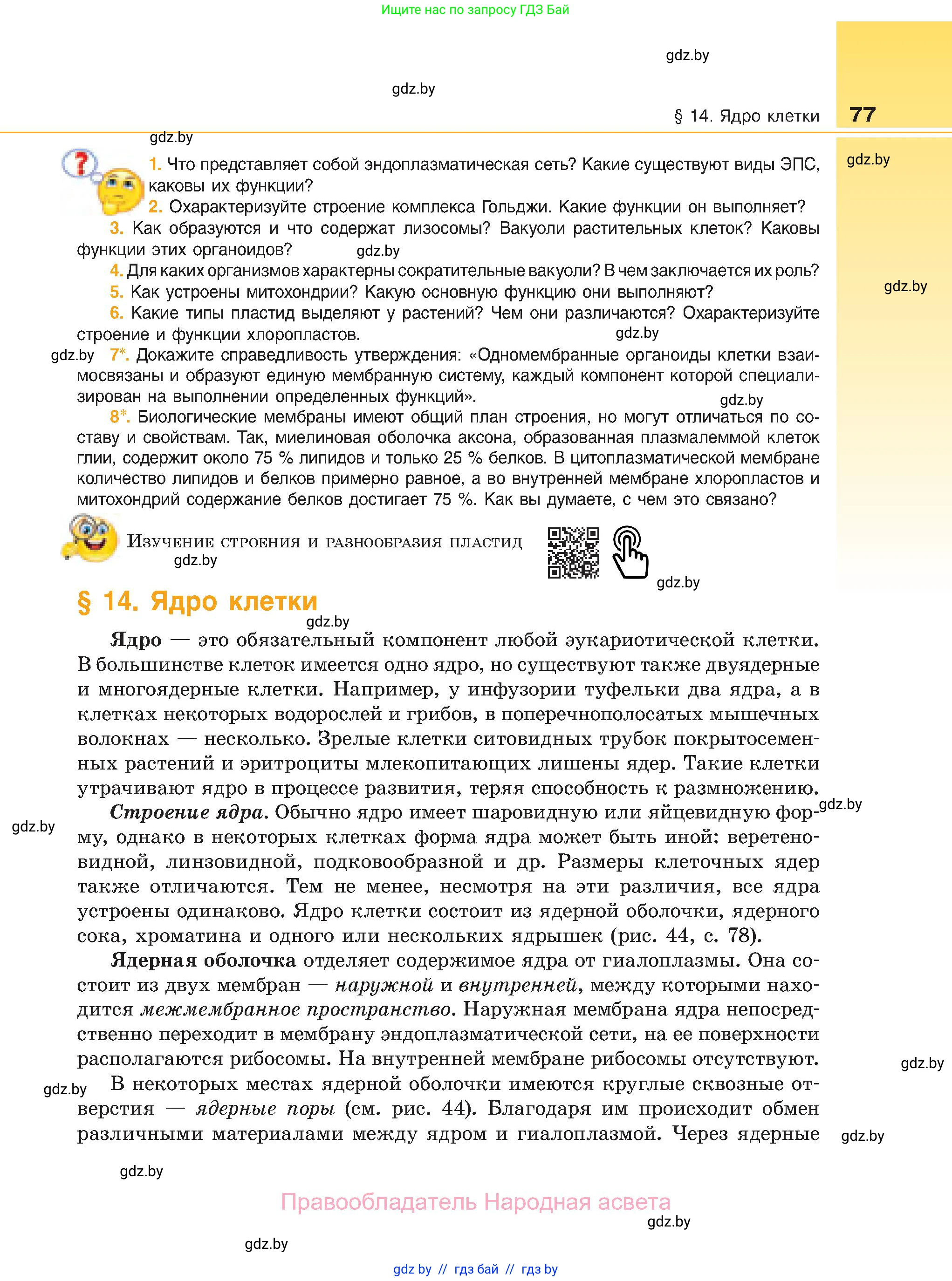 Биология, 11 класс Учебник, авторы: Дашков Максим Леонидович, Песнякевич Александр Георгиевич, Головач Алексей Михайлович, издательство Народная асвета, Минск, 2021, голубого цвета, страница 77