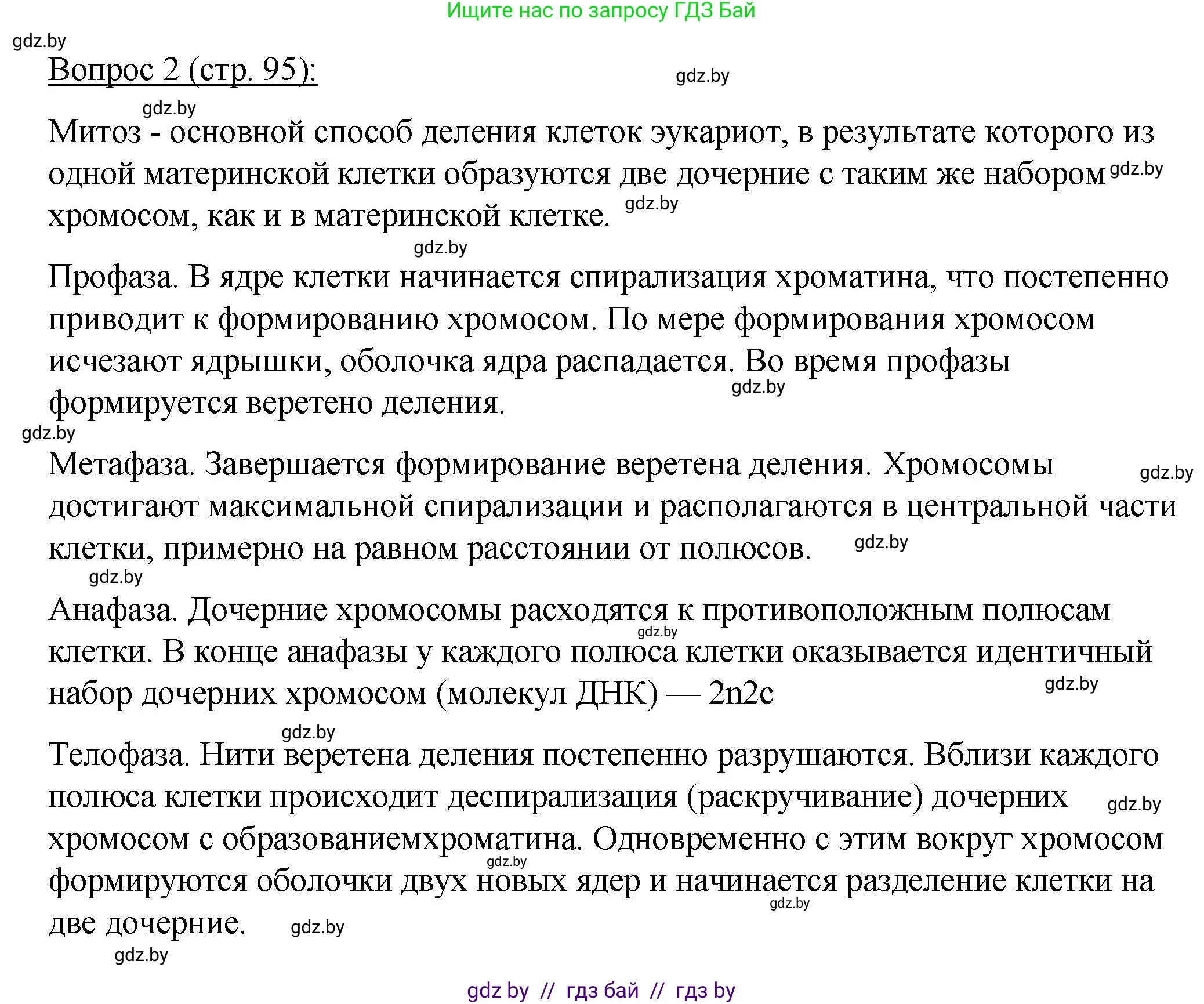 Биология, 11 класс Учебник, авторы: Дашков Максим Леонидович, Песнякевич Александр Георгиевич, Головач Алексей Михайлович, издательство Народная асвета, Минск, 2021, голубого цвета, страница 95, номер 2, Решение