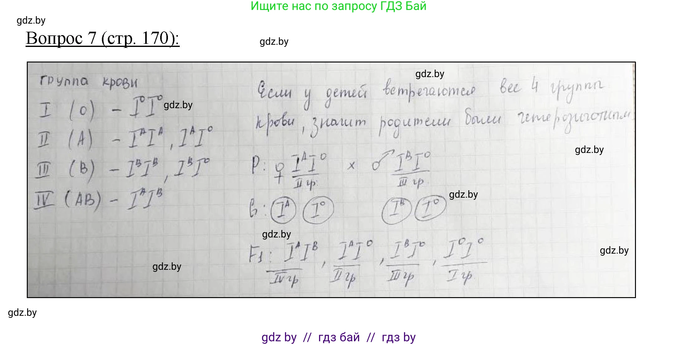Биология, 11 класс Учебник, авторы: Дашков Максим Леонидович, Песнякевич Александр Георгиевич, Головач Алексей Михайлович, издательство Народная асвета, Минск, 2021, голубого цвета, страница 170, номер 7, Решение